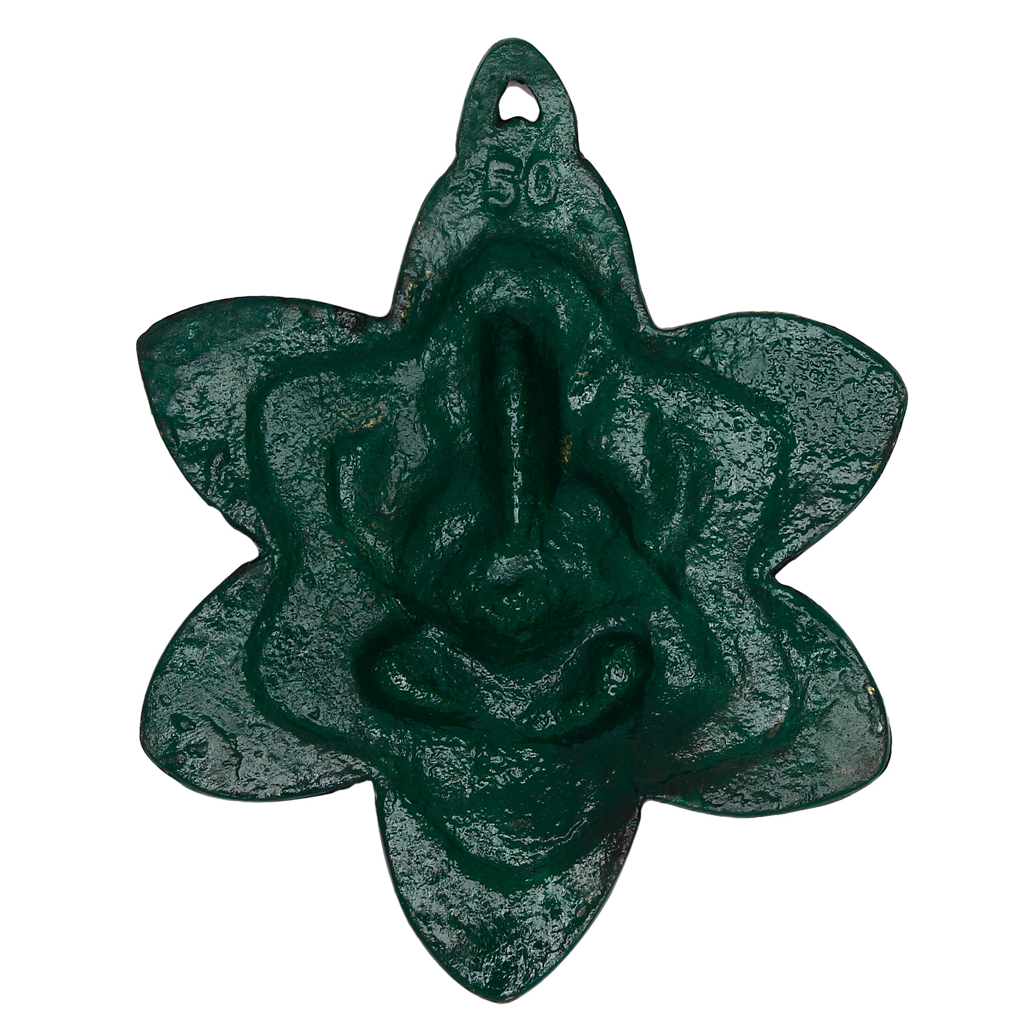 Golden Lord Ganesha Idol On Green Leaf Metal Wall Hanging 6