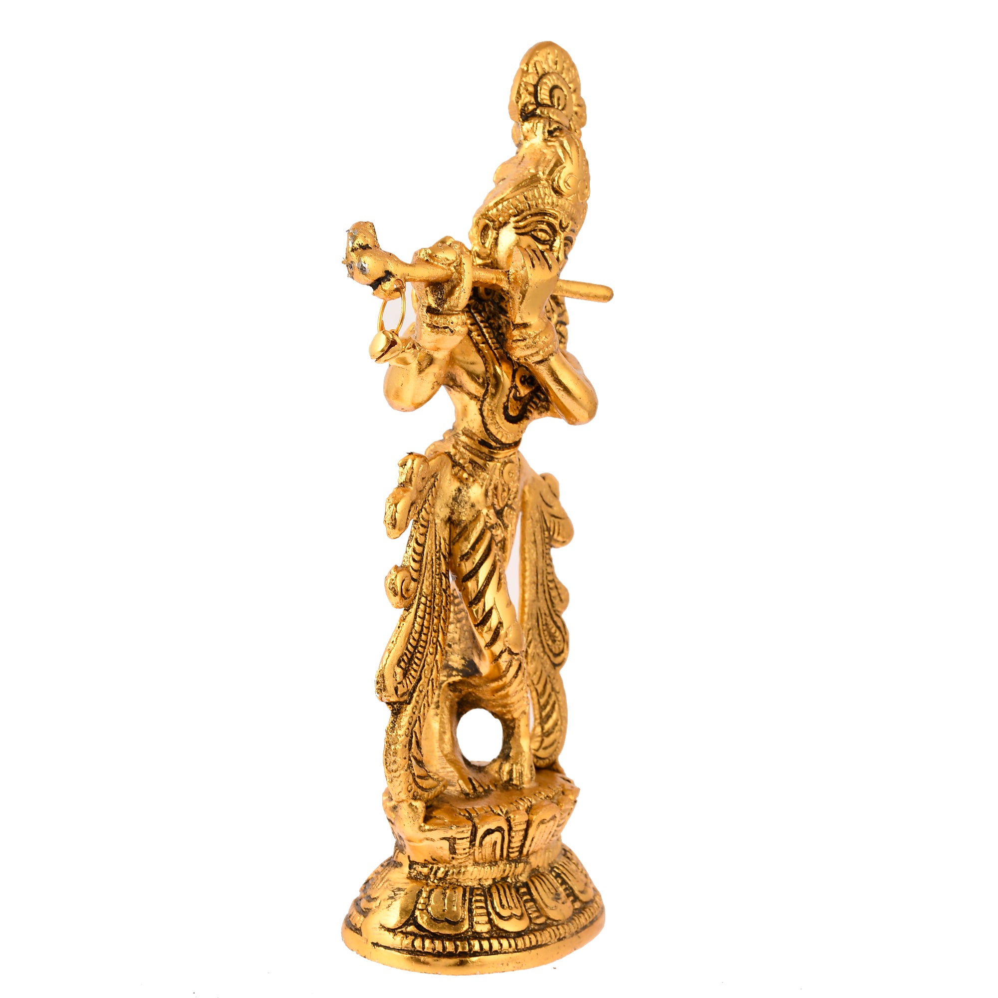 Golden Lord Krishna Playing Flute Idol 2