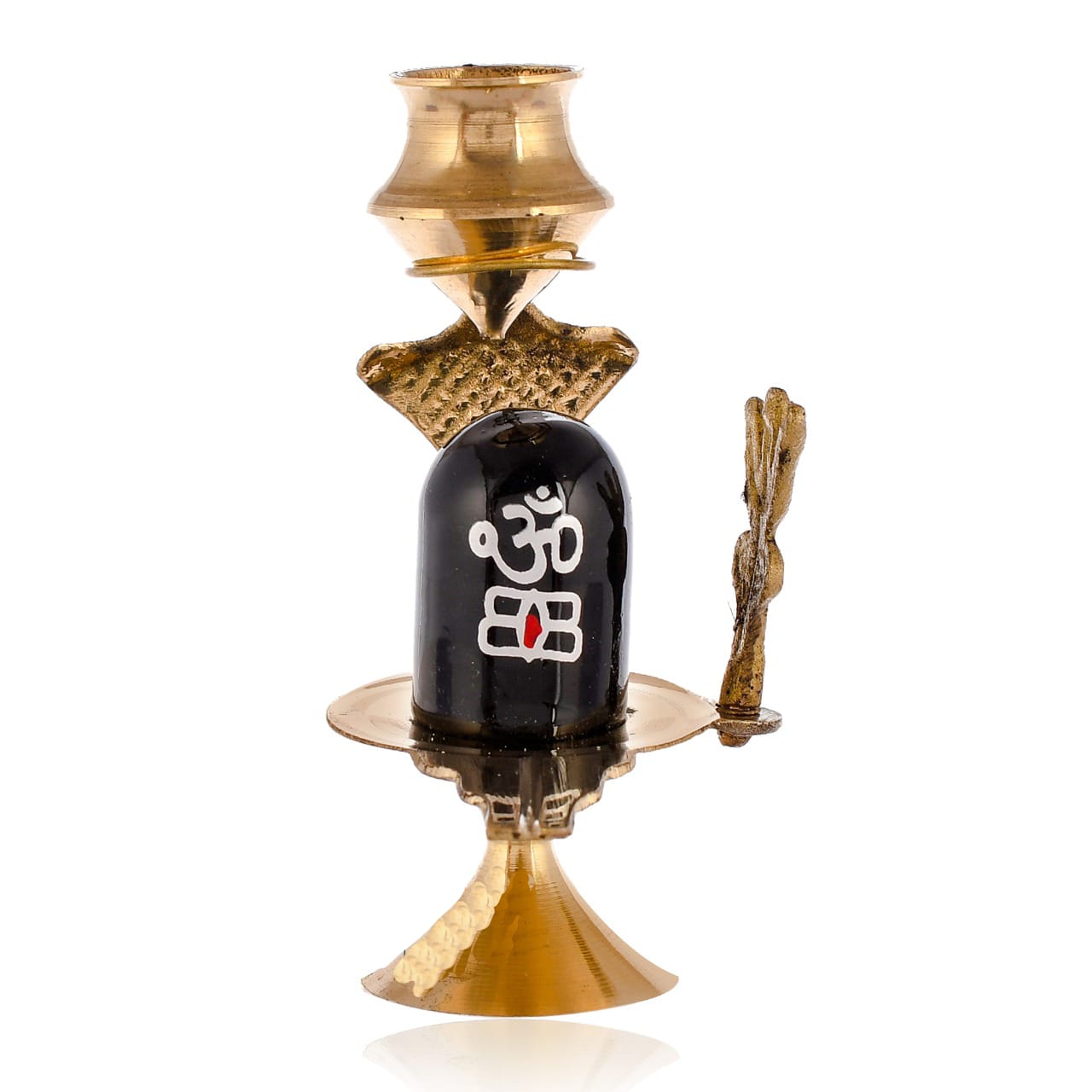 Shivling & Naag Devta Metal Religious Showpiece- Golden & Black