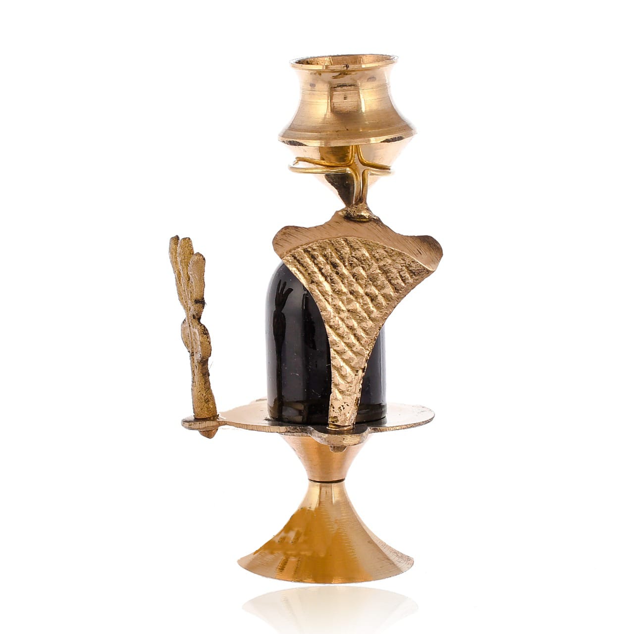 Shivling & Naag Devta Metal Religious Showpiece- Golden & Black 2