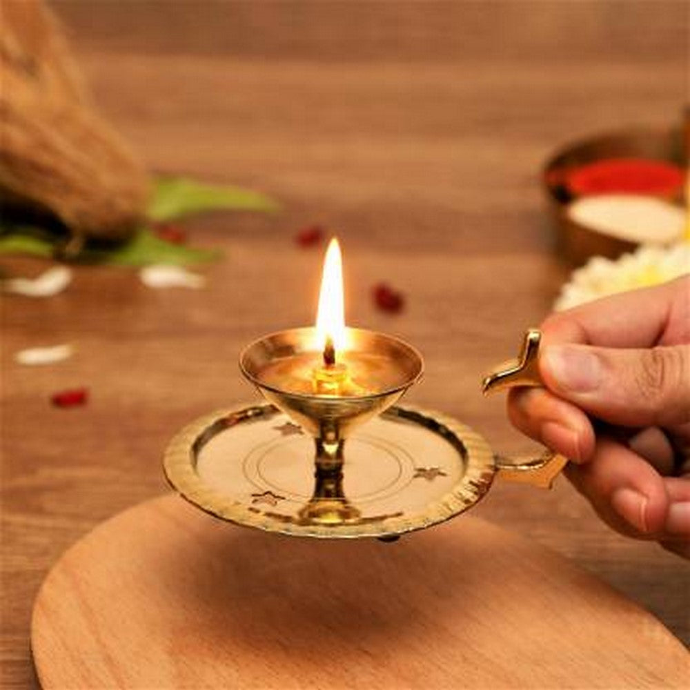 Brass Akhand Diya with Glass and option to old 1