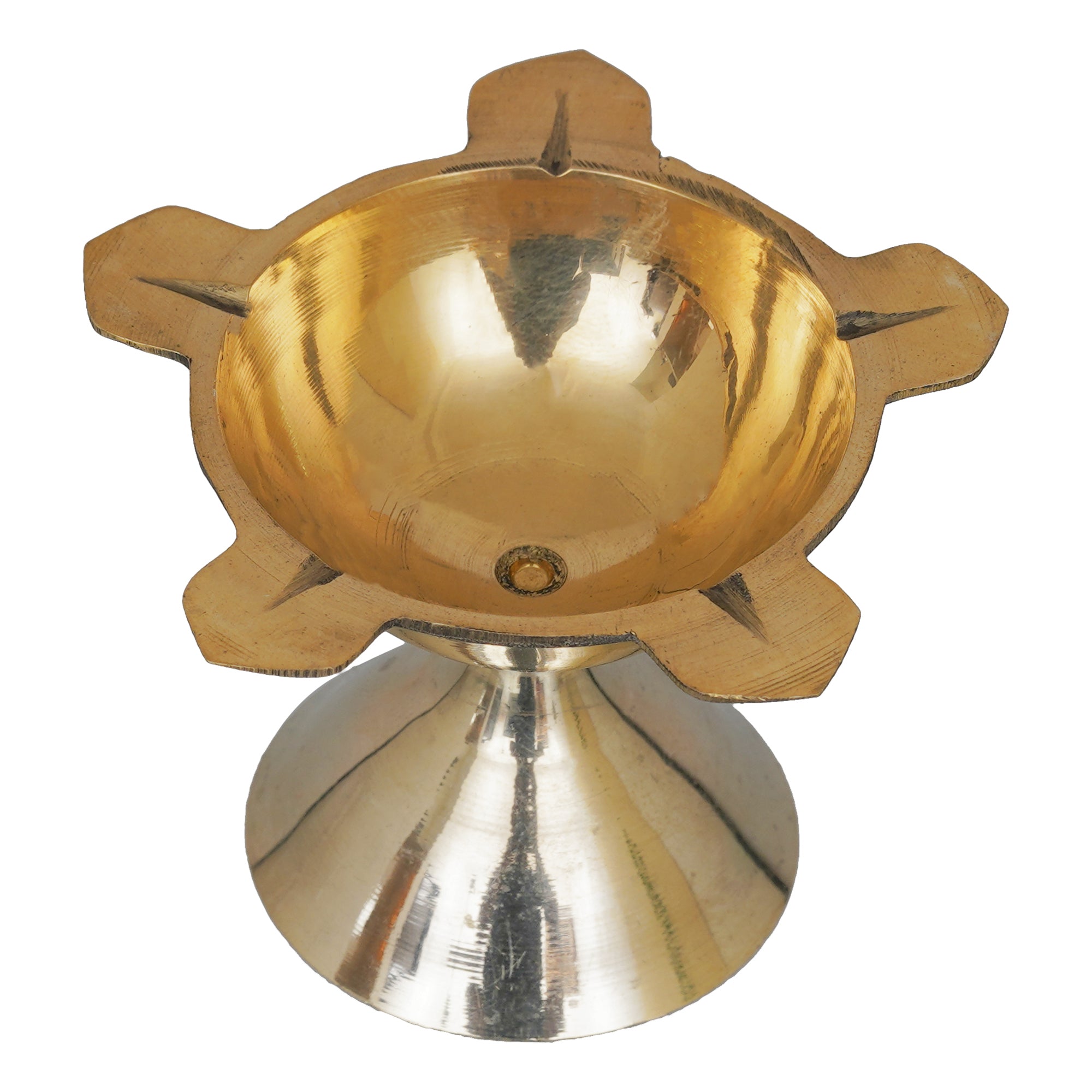 eCraftIndia Golden Traditional Decorative Brass Diya of Five Wick 2