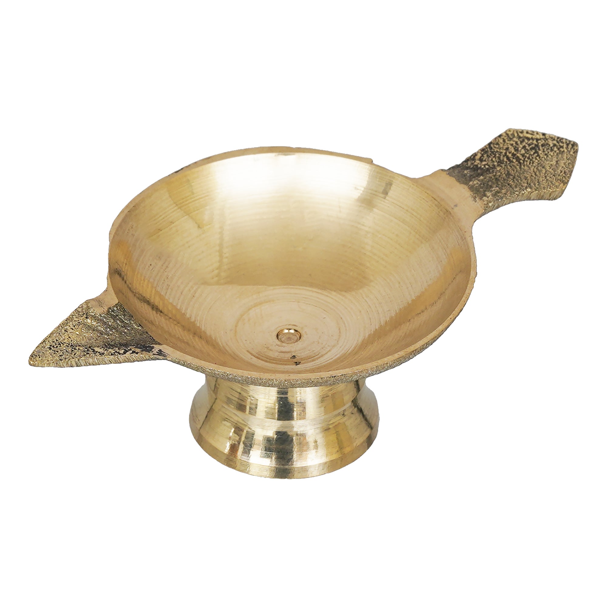 eCraftIndia Golden Decorative Brass Diya with Stand and Holder 2