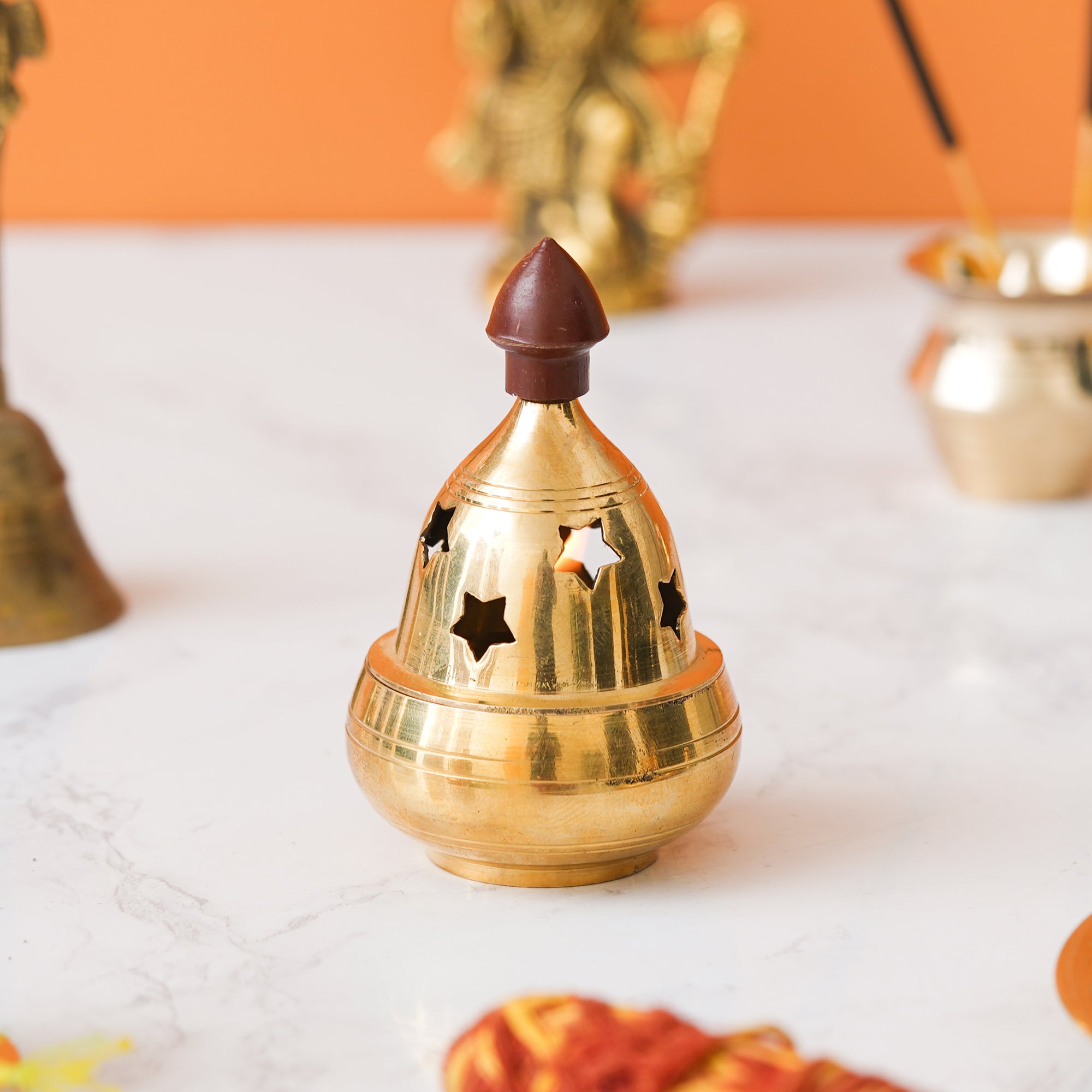 eCraftIndia Golden Traditional Akhand Brass Diya 5