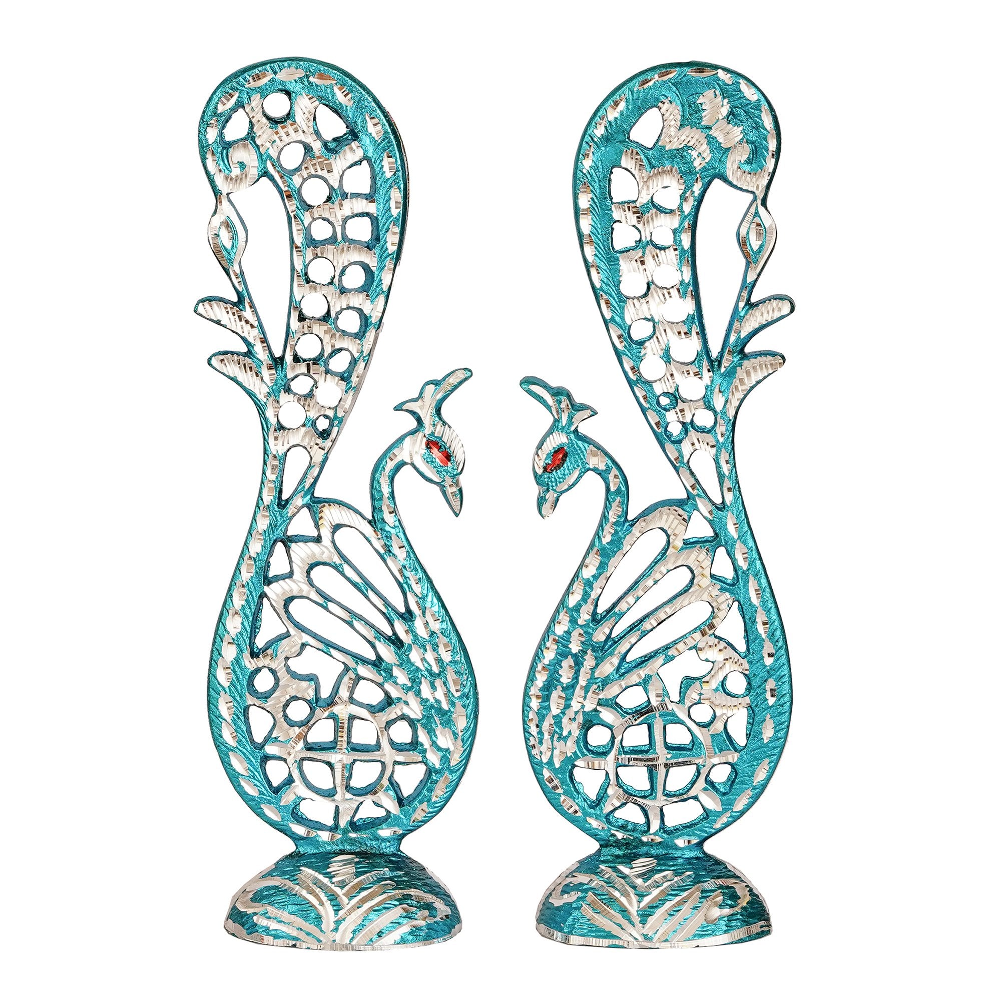 Blue Dancing Peacock Couple 11 Inch Decorative Figurine Showpiece 4