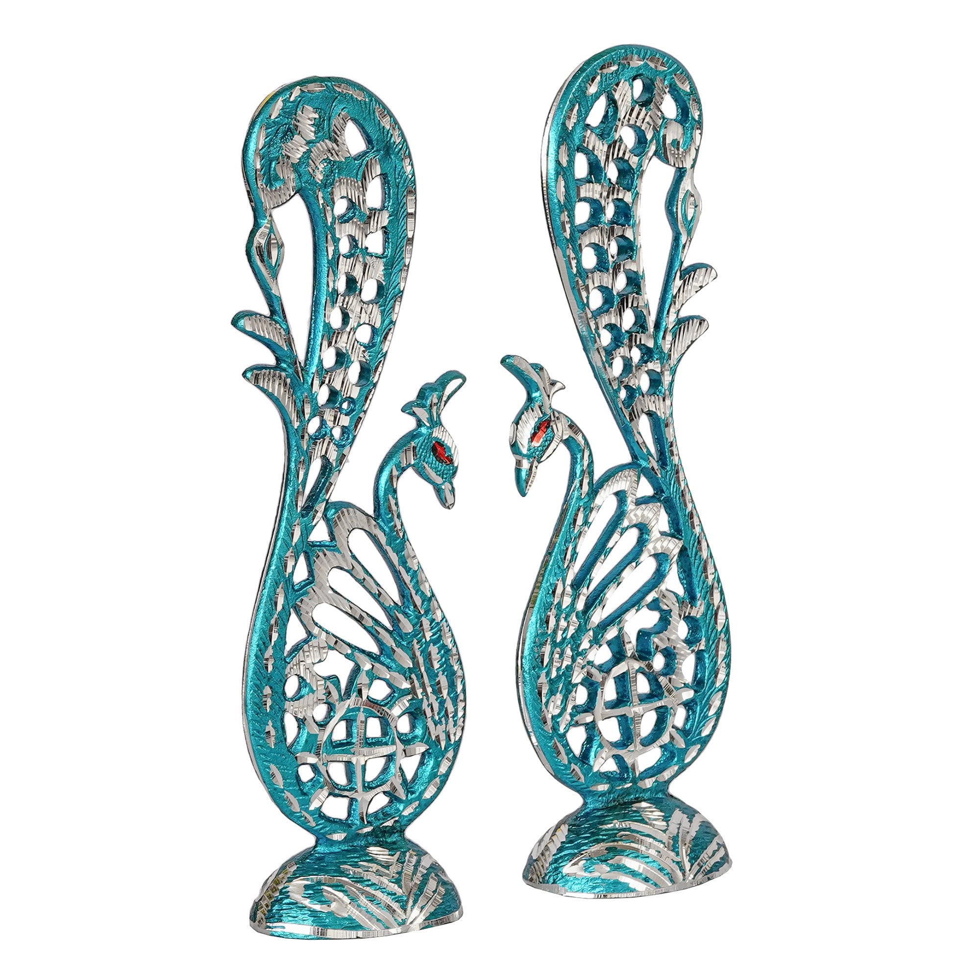 Blue Dancing Peacock Couple 11 Inch Decorative Figurine Showpiece 5