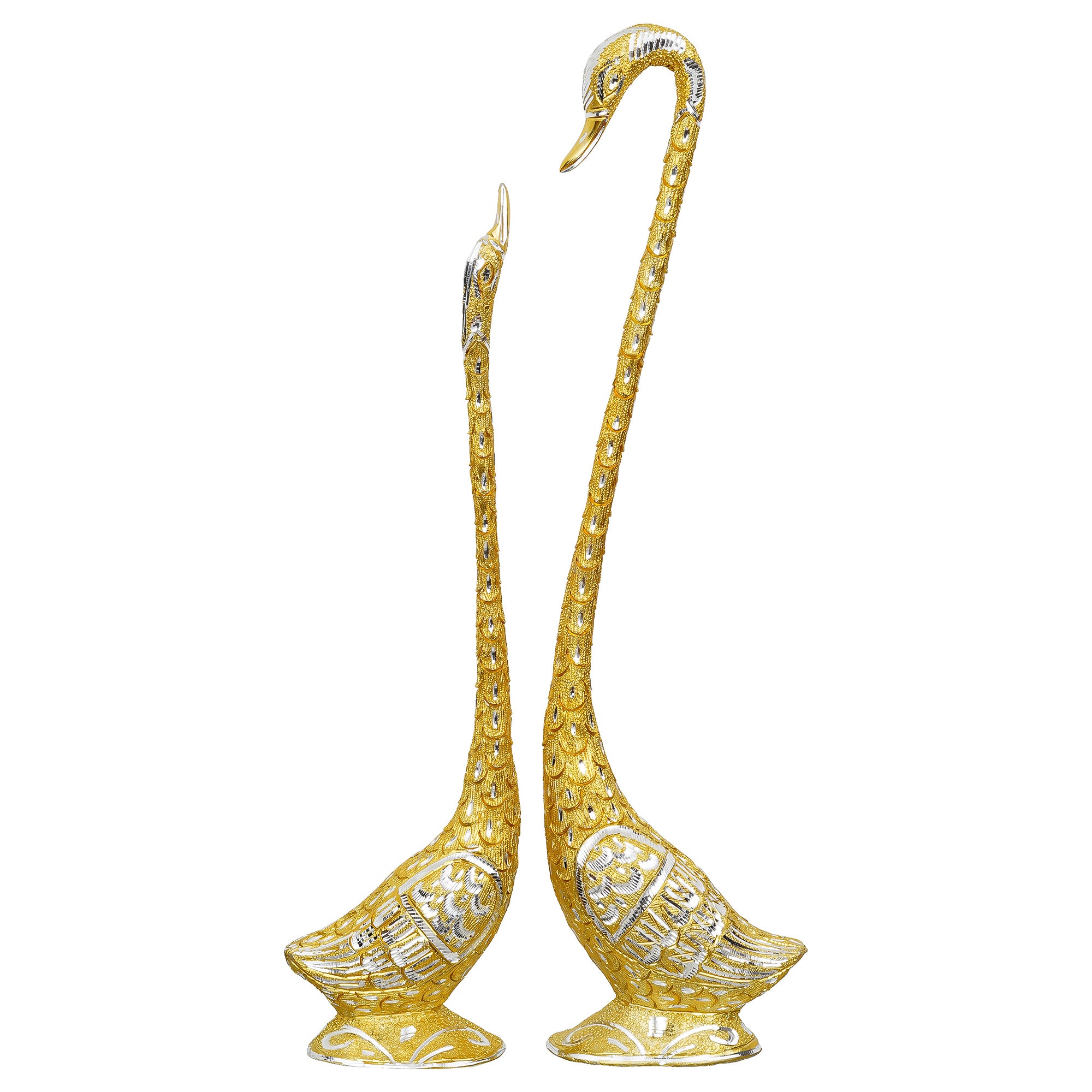 Golden Kissing Swan Couple Handcrafted Decorative Metal Figurine 2