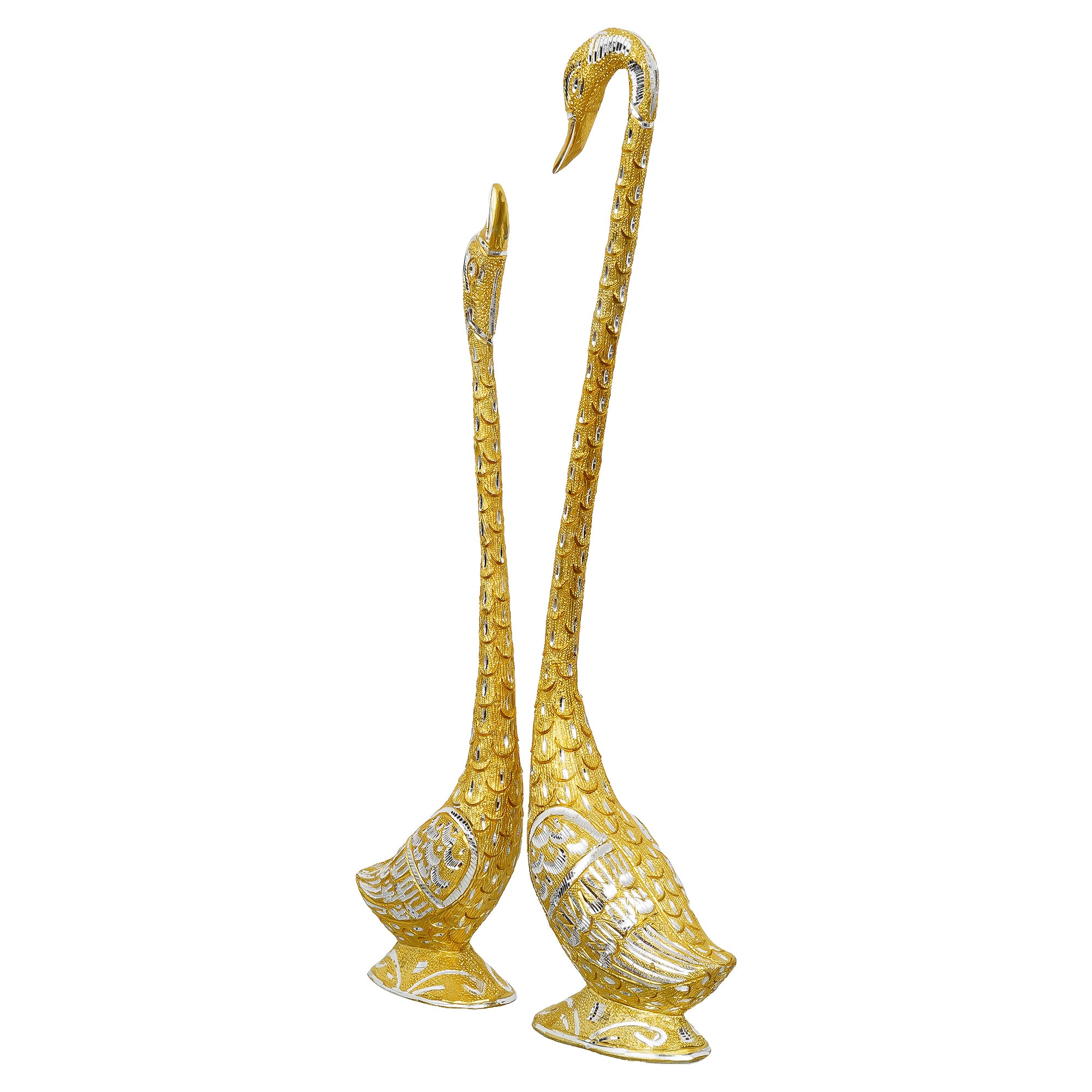 Golden Kissing Swan Couple Handcrafted Decorative Metal Figurine 5