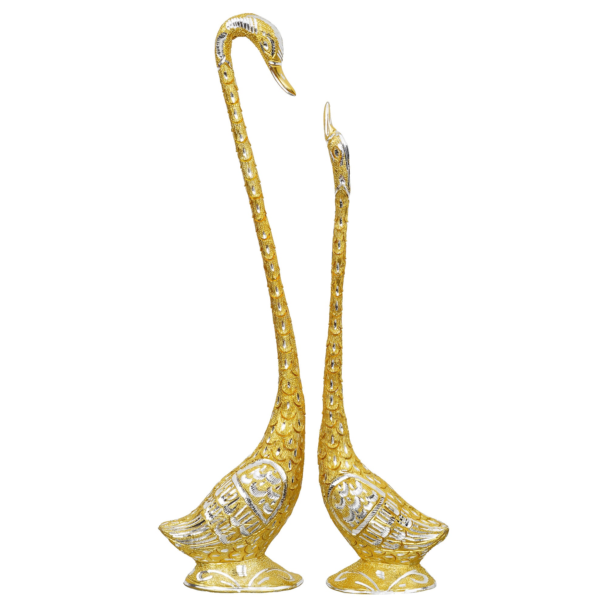 Golden Kissing Swan Couple Handcrafted Decorative Metal Figurine 6