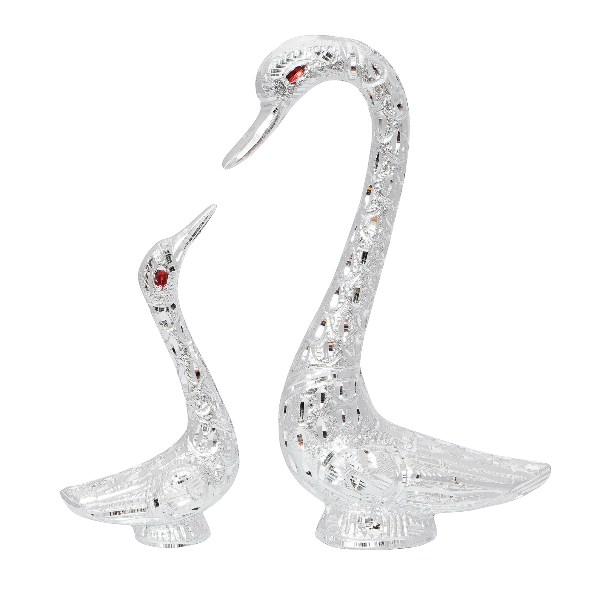 Loving Silver Swan Couple Metal Handcrafted Decorative Figurine 4