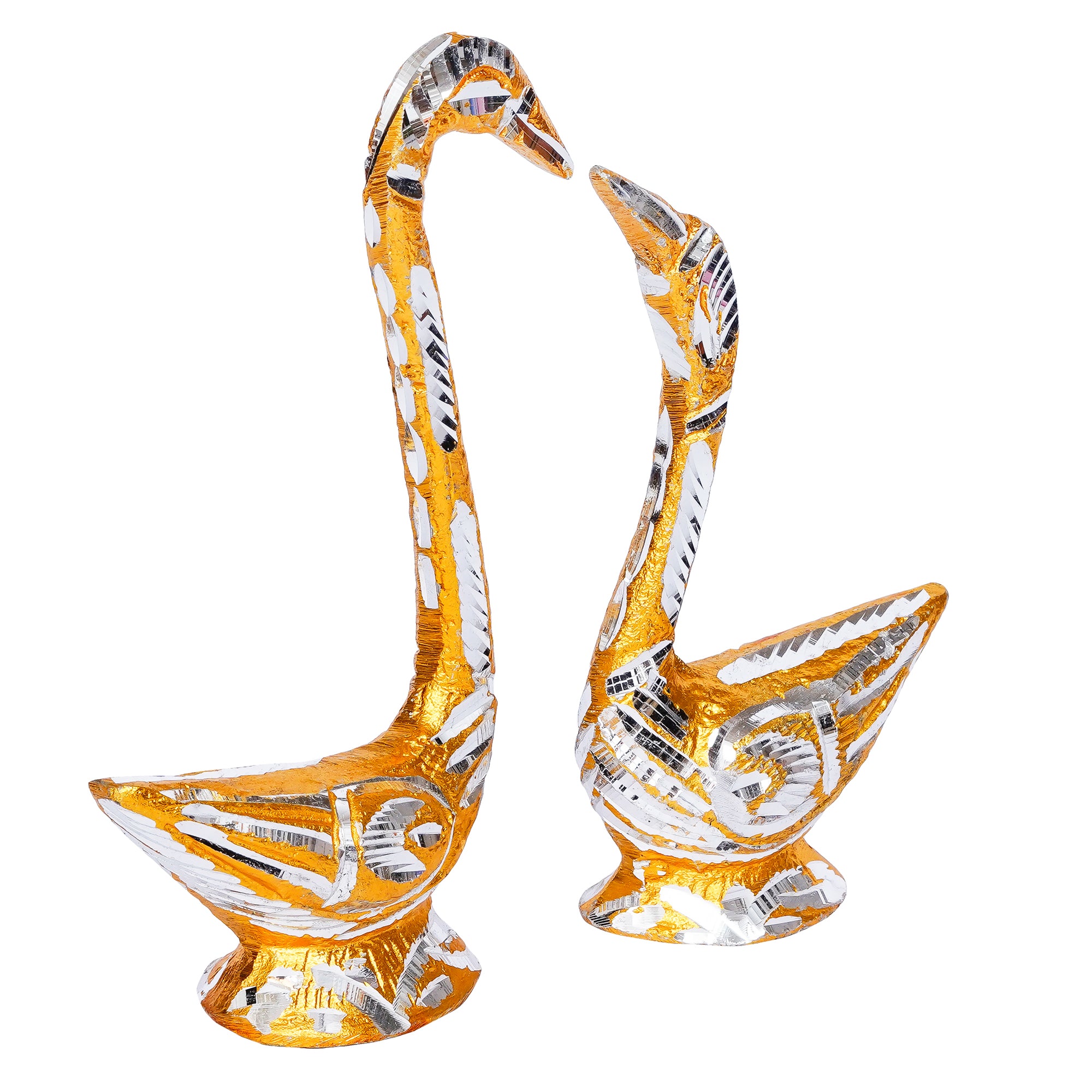 Loving Golden Swan Couple Metal Handcrafted Decorative Figurine 5