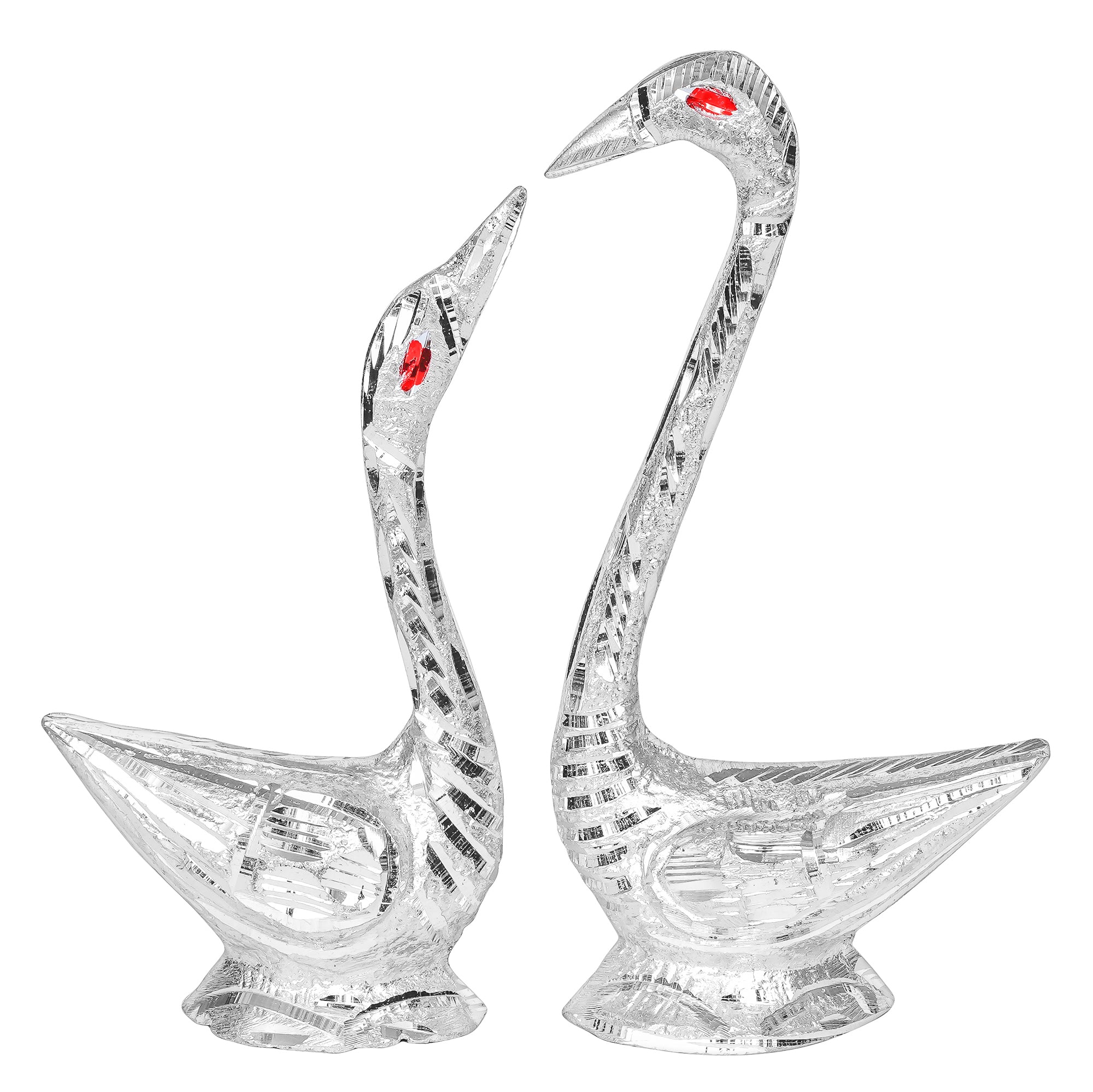 Loving Silver Swan Couple Metal Handcrafted Decorative Figurine 2