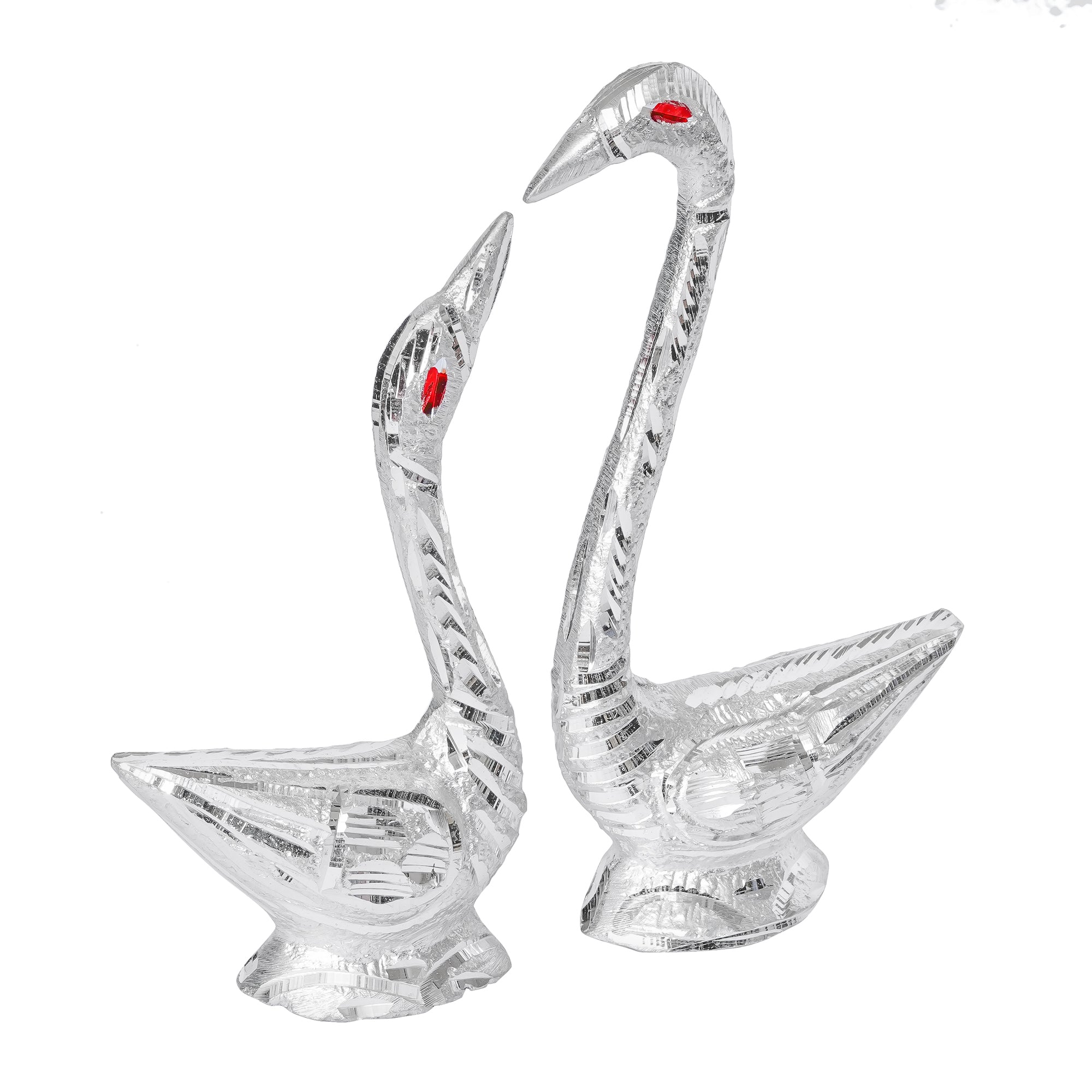 Loving Silver Swan Couple Metal Handcrafted Decorative Figurine 4