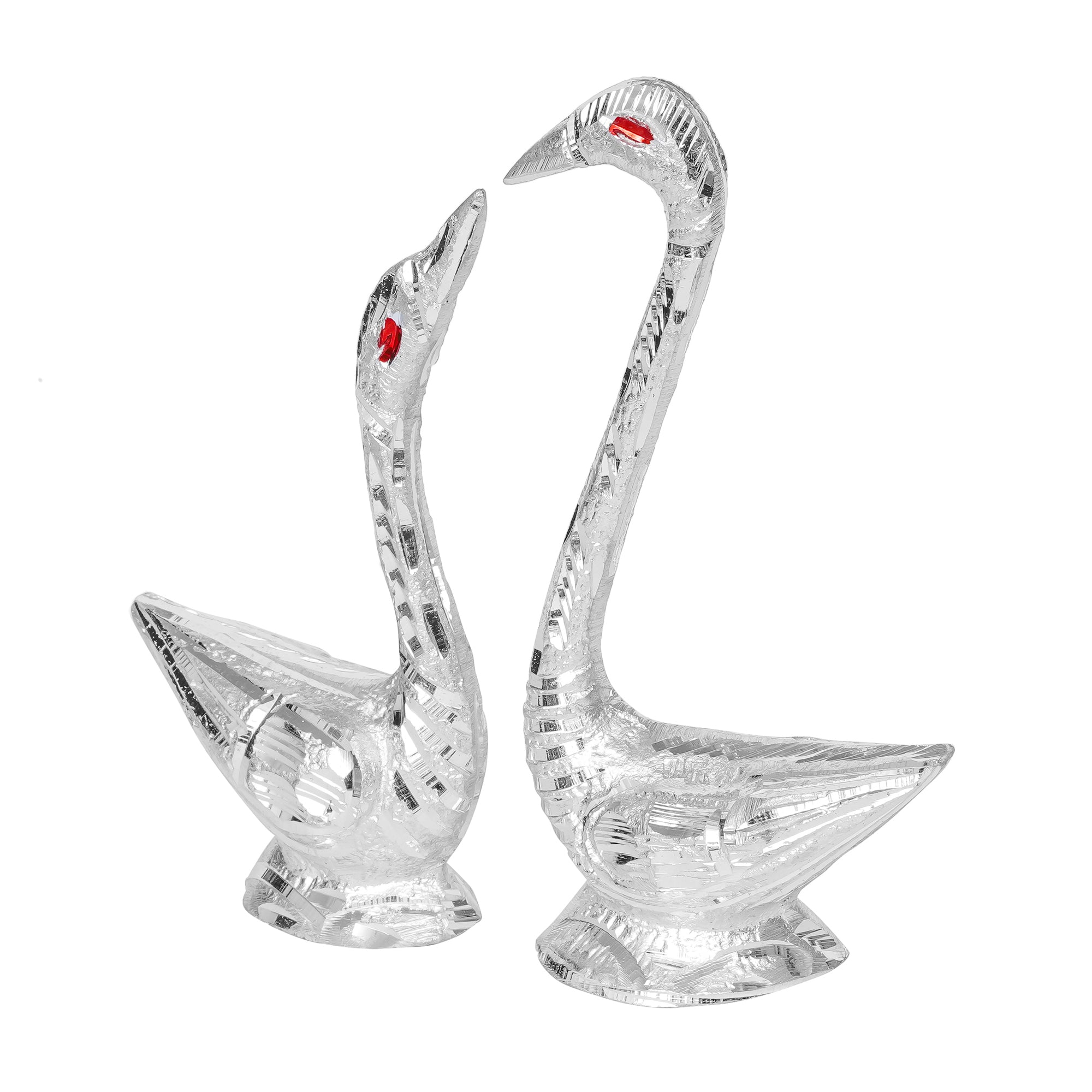 Loving Silver Swan Couple Metal Handcrafted Decorative Figurine 5