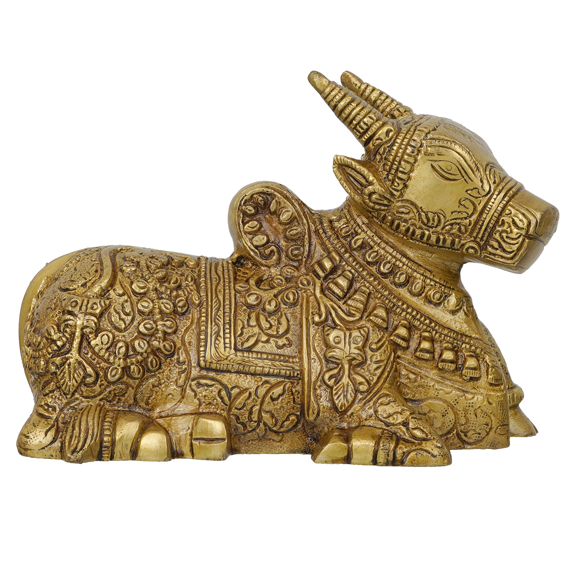 Golden Decorative Handcrafted Brass Nandi Figurine 2