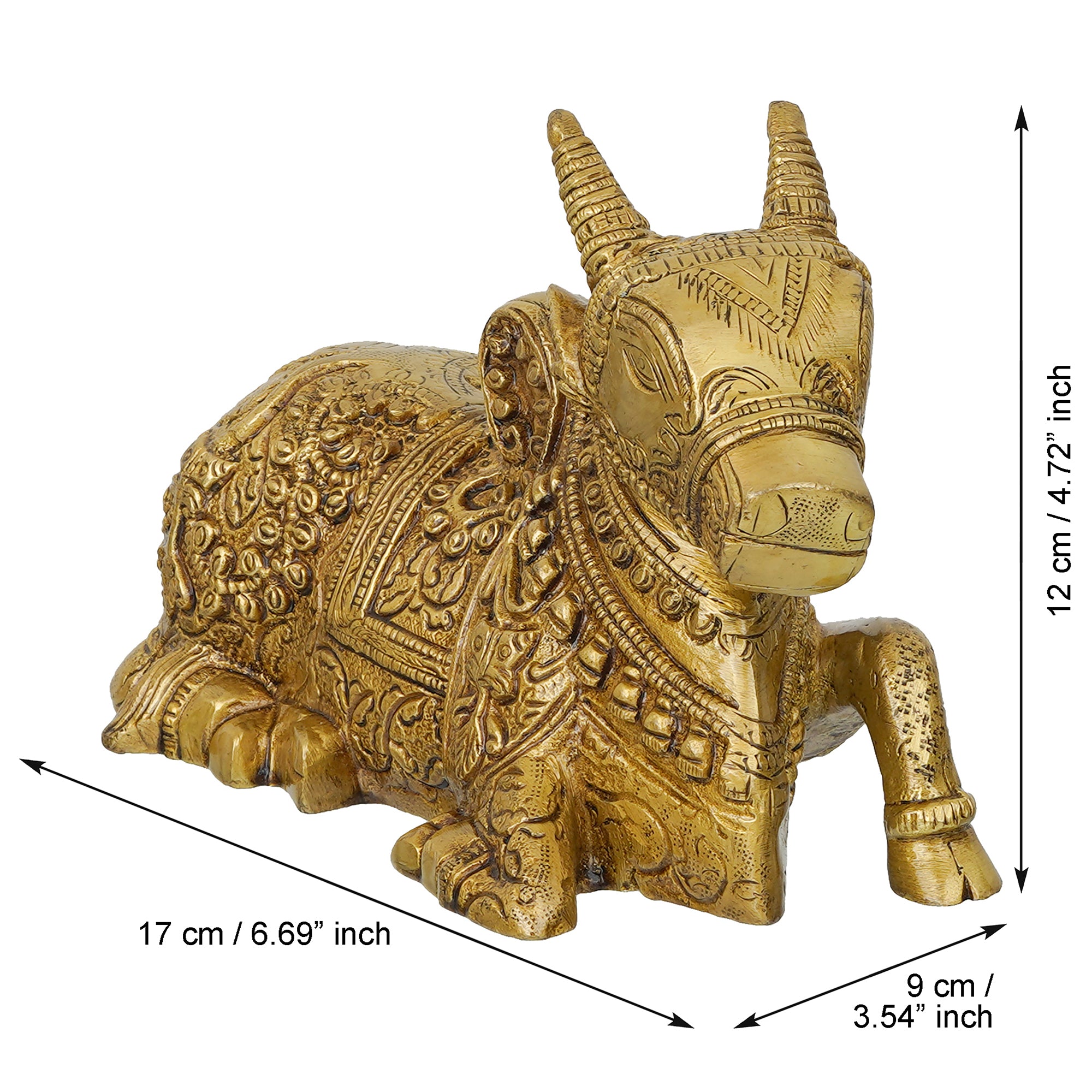 Golden Decorative Handcrafted Brass Nandi Figurine 3