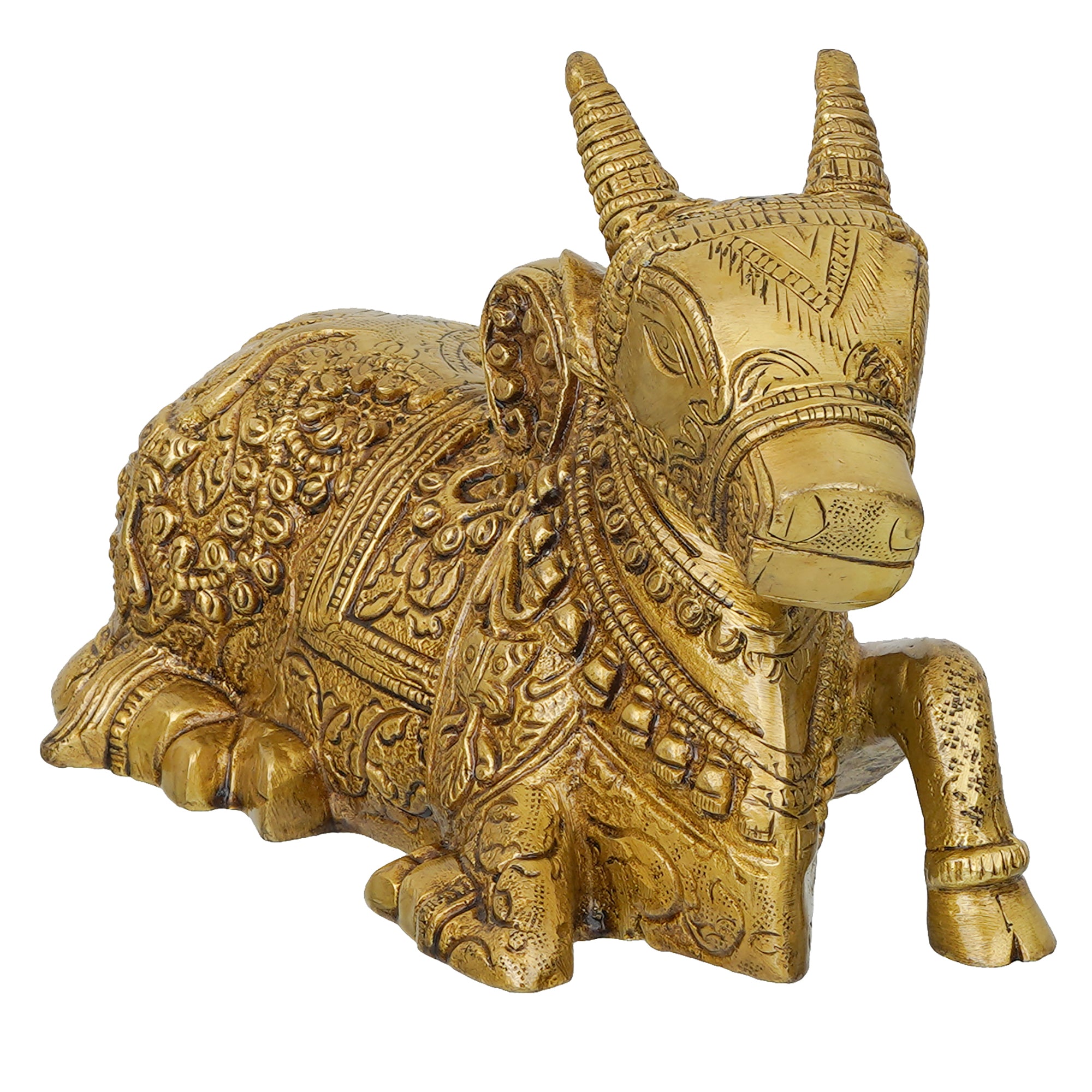 Golden Decorative Handcrafted Brass Nandi Figurine 4