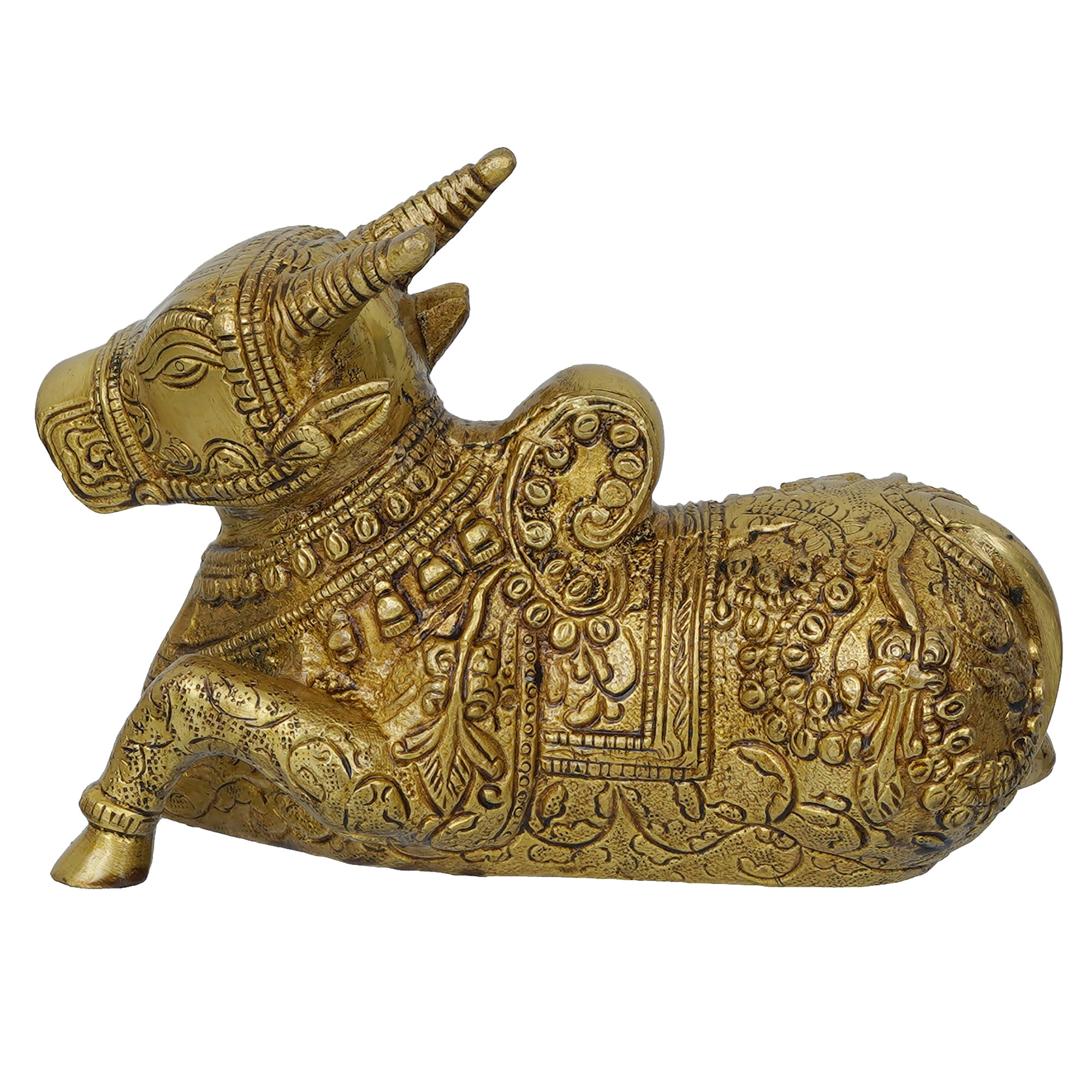 Golden Decorative Handcrafted Brass Nandi Figurine 5