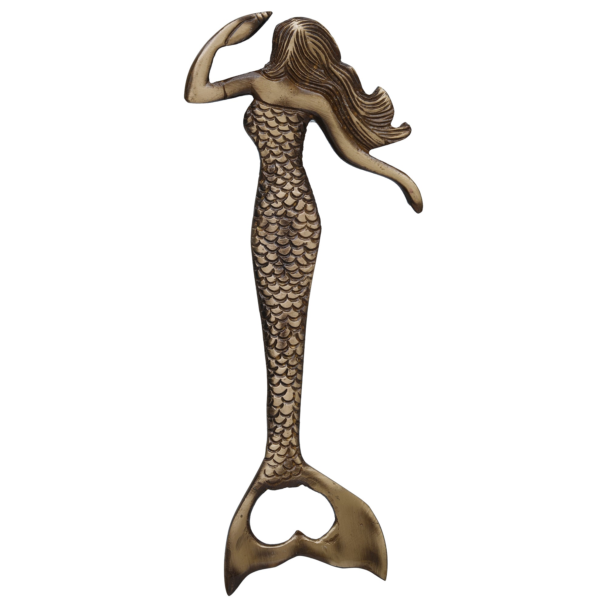 eCraftIndia Golden Brass Handcrafted Mermaid Shaped Decorative Bottle Opener 2