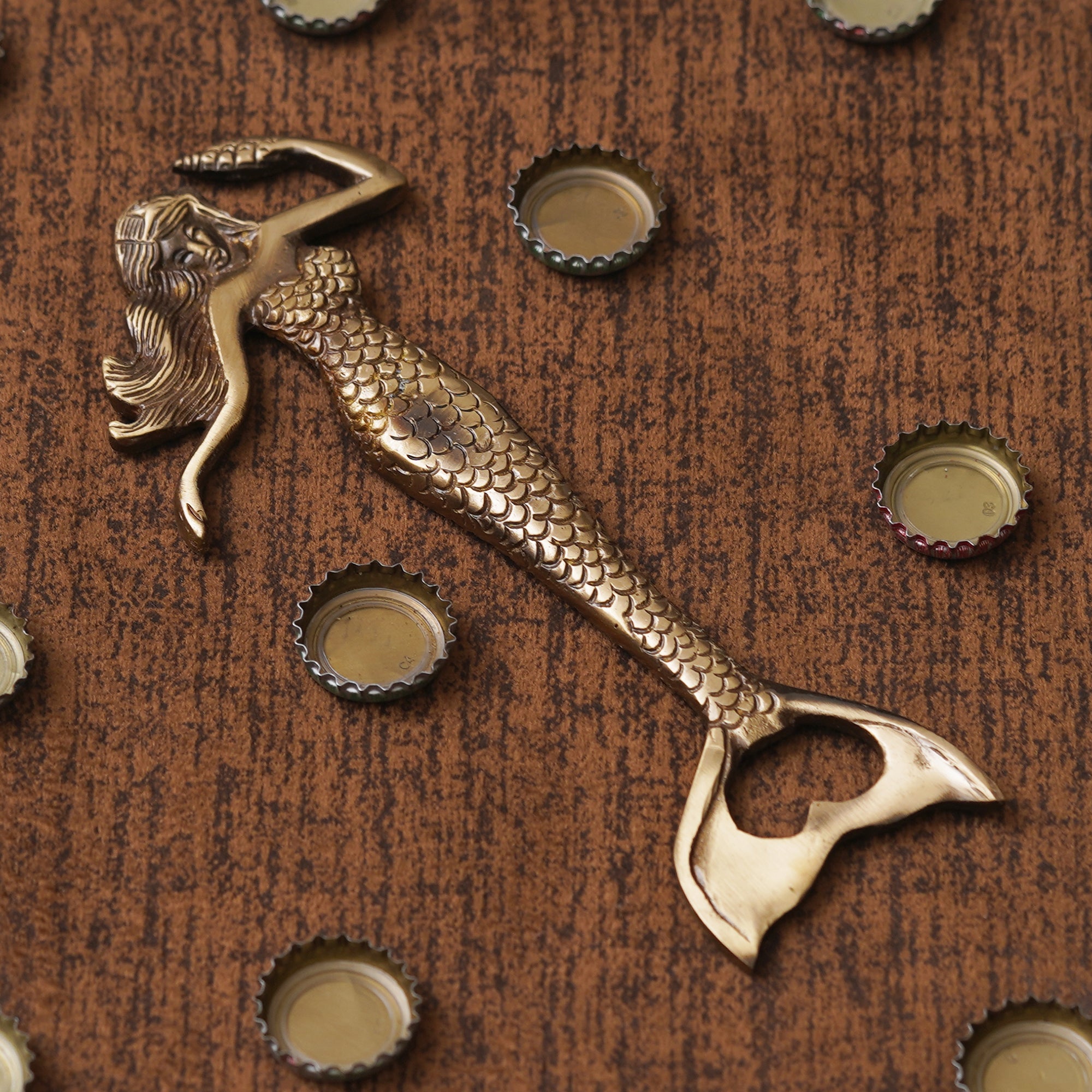 eCraftIndia Golden Brass Handcrafted Mermaid Shaped Decorative Bottle Opener 5