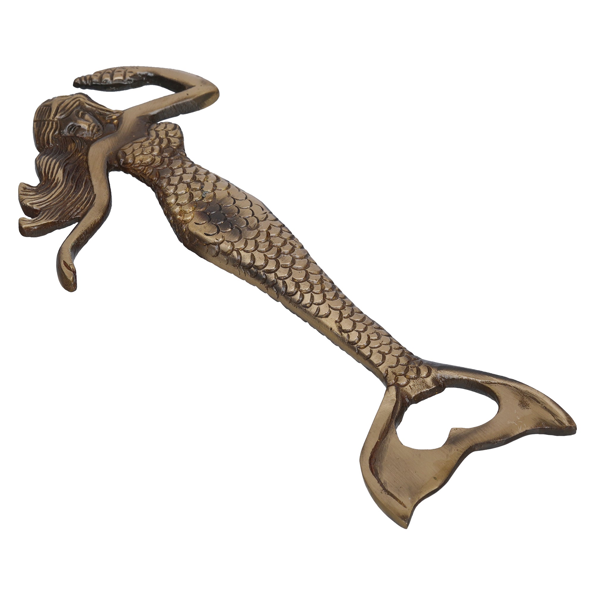 eCraftIndia Golden Brass Handcrafted Mermaid Shaped Decorative Bottle Opener 7