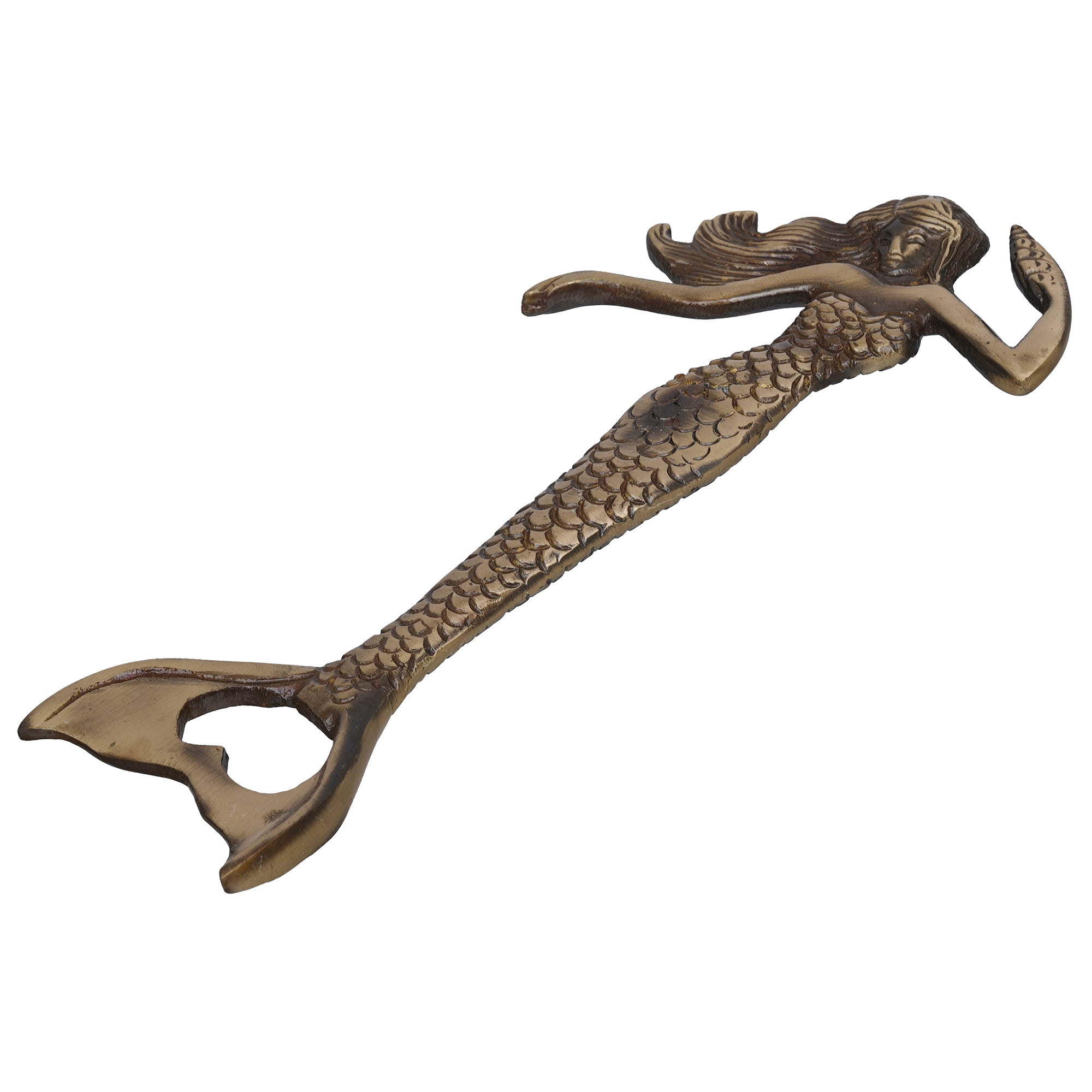 eCraftIndia Golden Brass Handcrafted Mermaid Shaped Decorative Bottle Opener 8