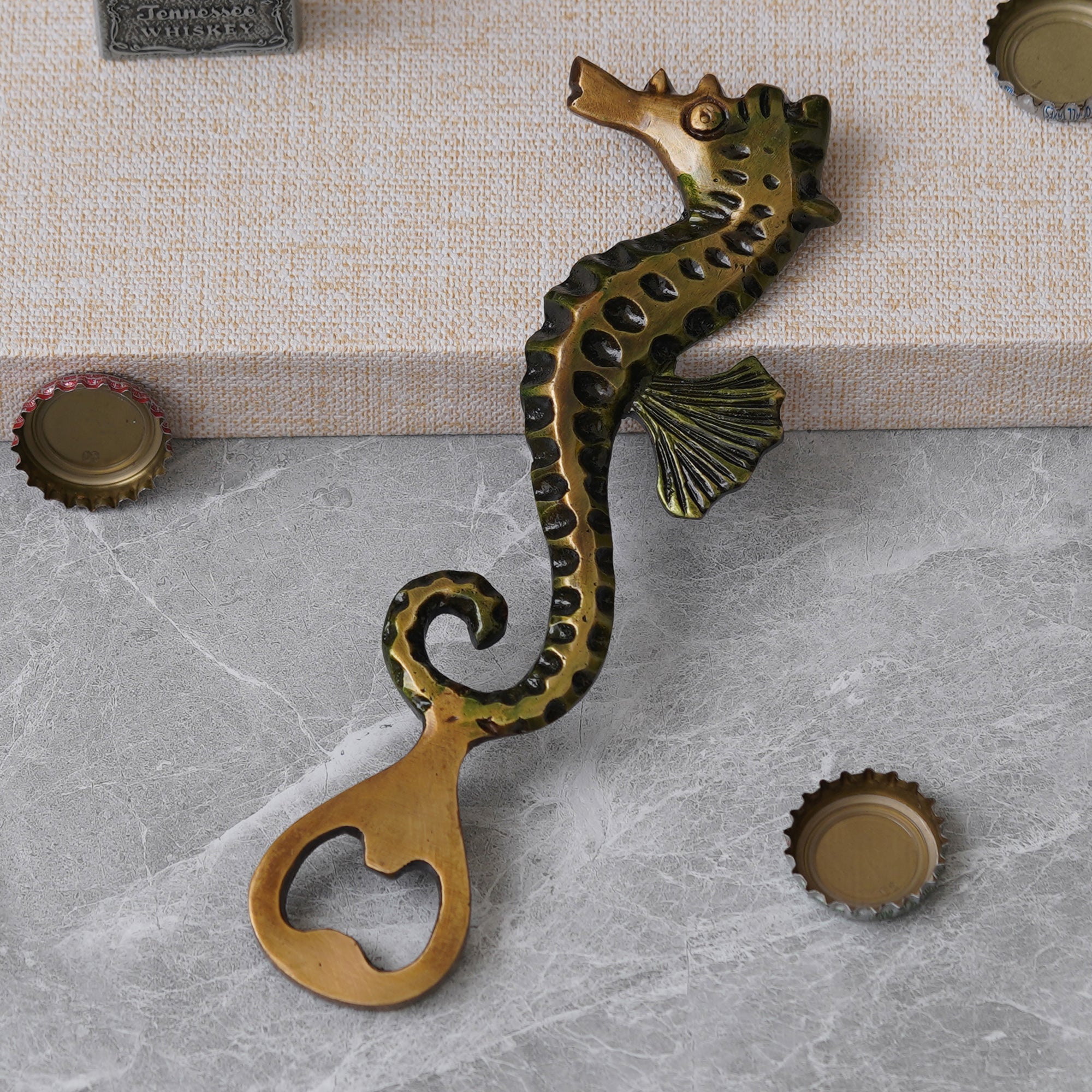 eCraftIndia Rustic Brown Brass Sea Horse Fish Design Bottle Opener