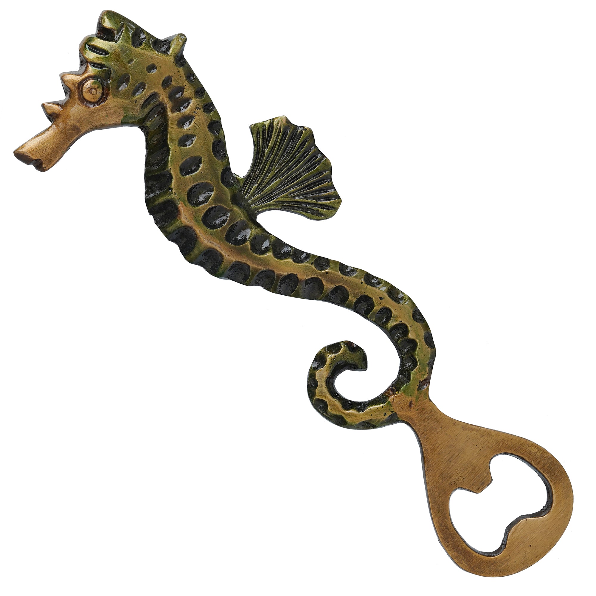 eCraftIndia Rustic Brown Brass Sea Horse Fish Design Bottle Opener 2