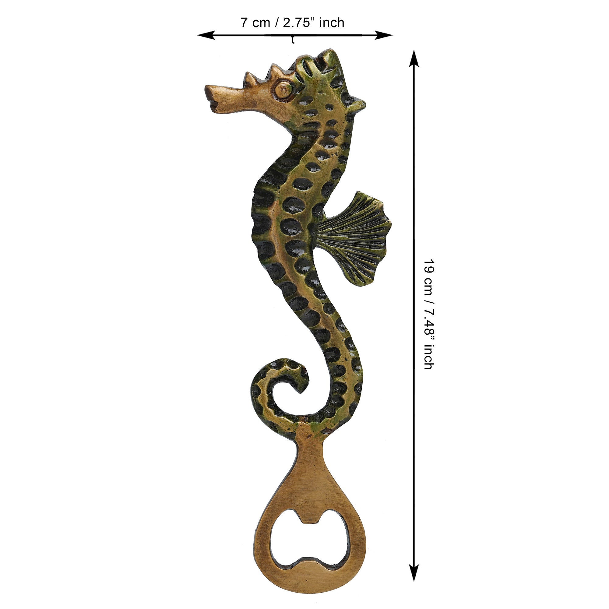 eCraftIndia Rustic Brown Brass Sea Horse Fish Design Bottle Opener 3