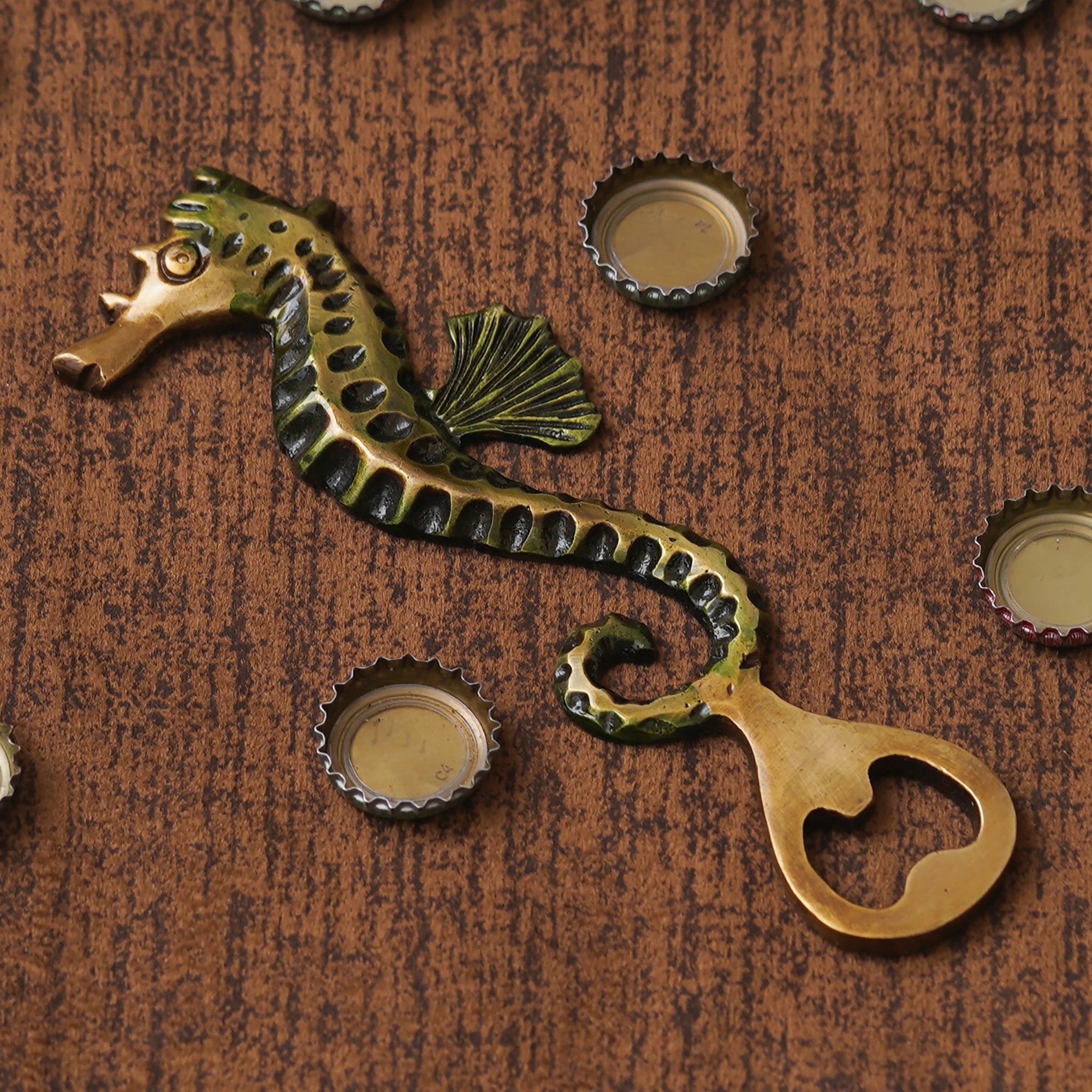 eCraftIndia Rustic Brown Brass Sea Horse Fish Design Bottle Opener 4