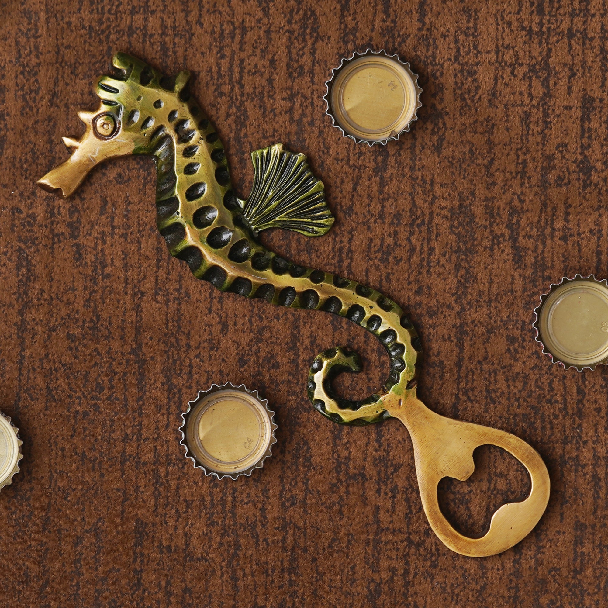 eCraftIndia Rustic Brown Brass Sea Horse Fish Design Bottle Opener 5