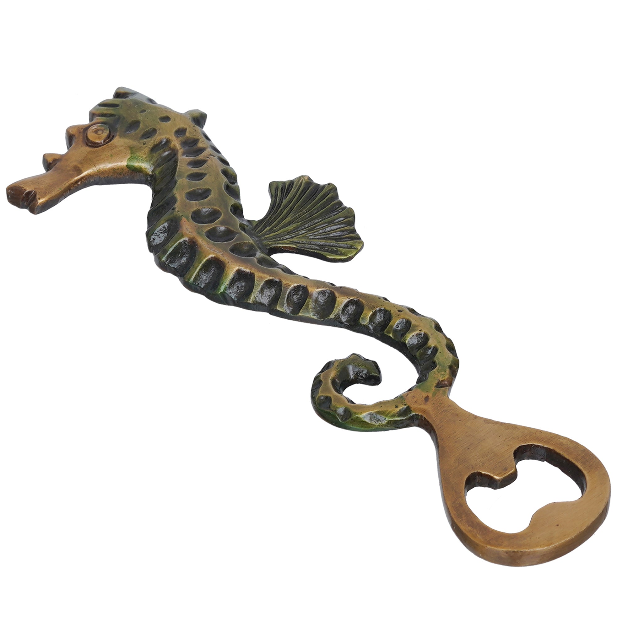 eCraftIndia Rustic Brown Brass Sea Horse Fish Design Bottle Opener 6