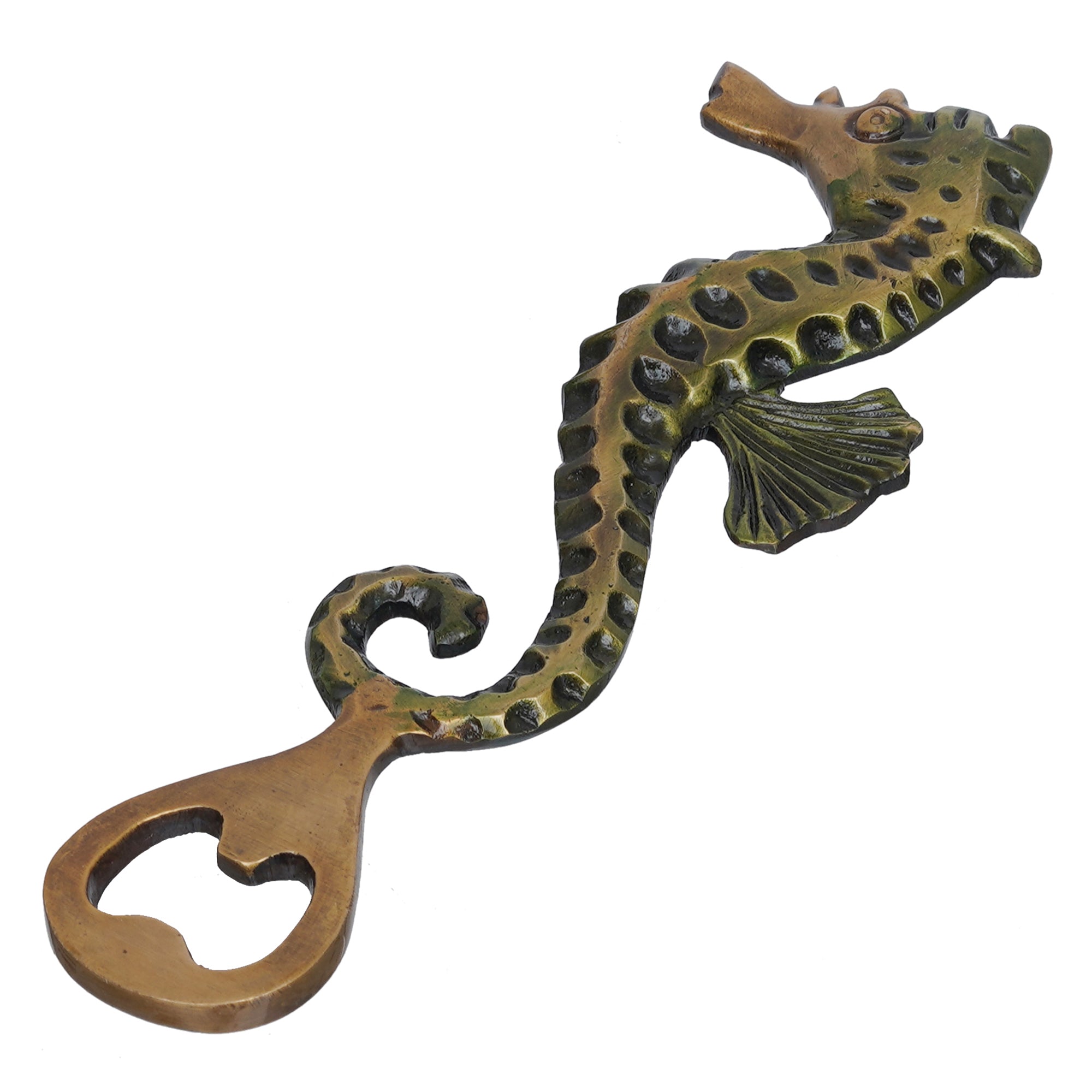 eCraftIndia Rustic Brown Brass Sea Horse Fish Design Bottle Opener 7