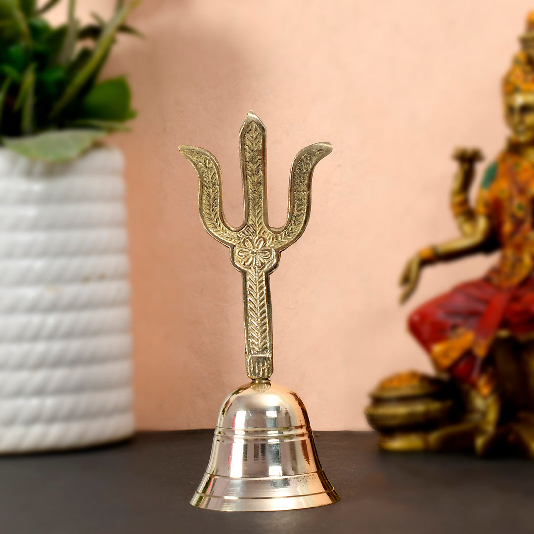 Silver Decorative Trishul Brass Pooja Bell 3