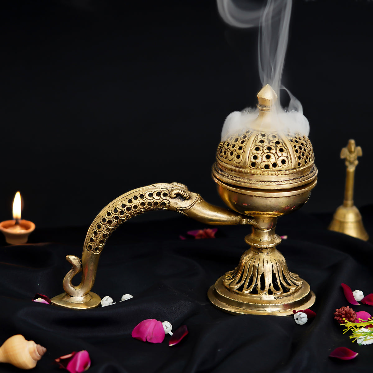 Antique Finish Brass Dhoop Incense Burner for Pooja Purpose ...