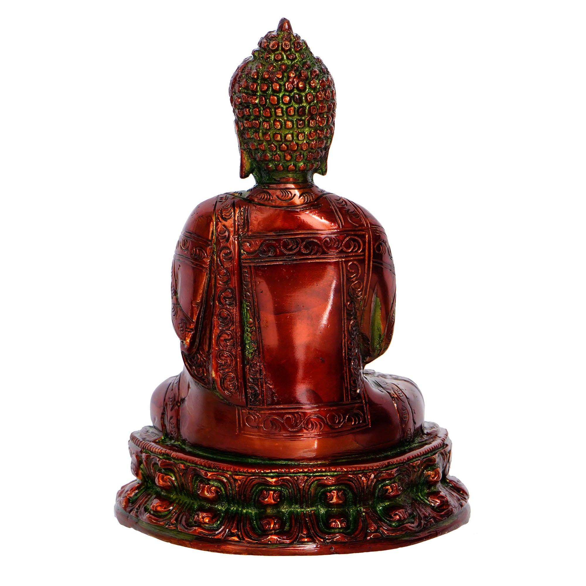 Golden and Red Brass Meditating Blessing Buddha Statue 6