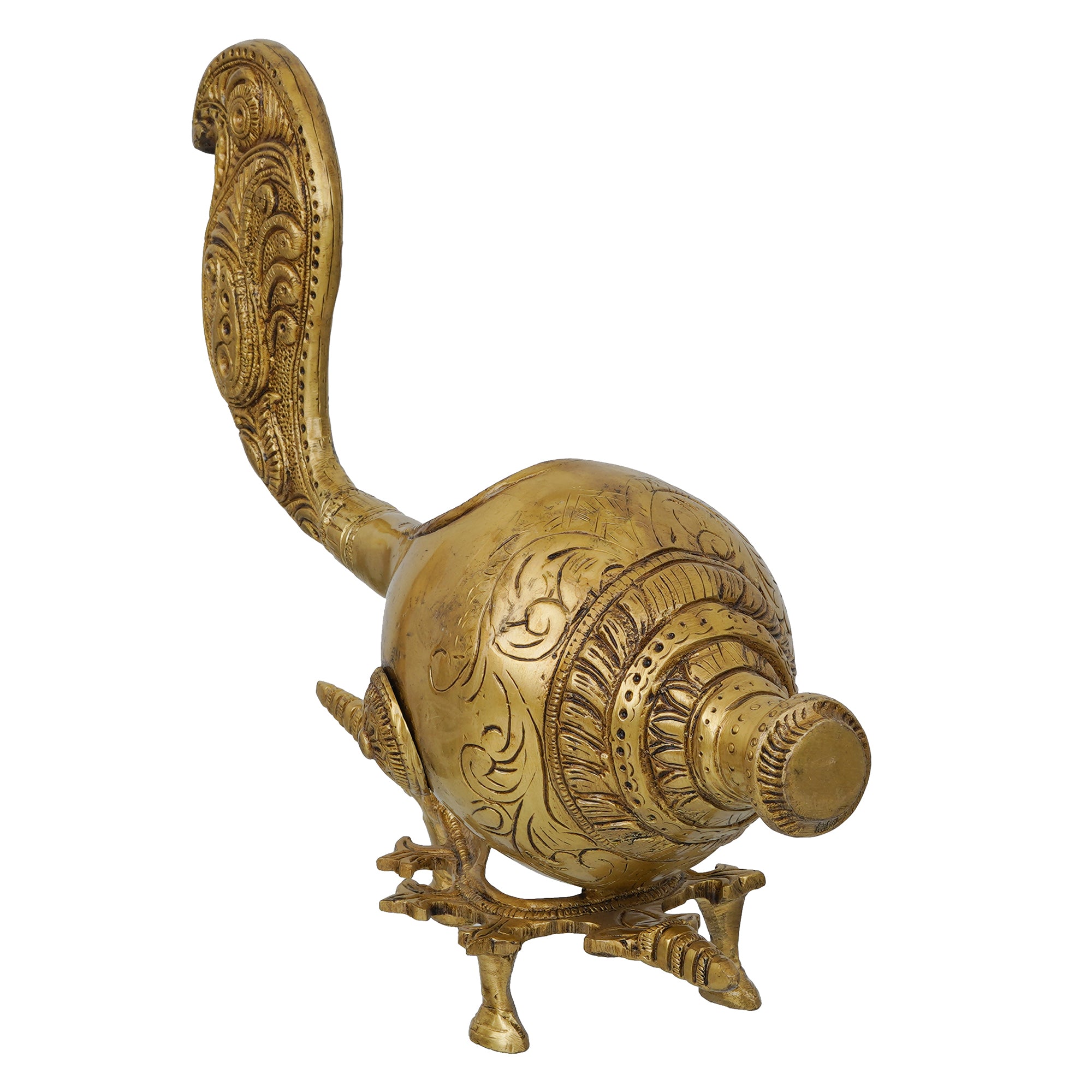 Golden Shankh (Conch) with a Stand Decorative Handcrafted Brass Showpiece 7