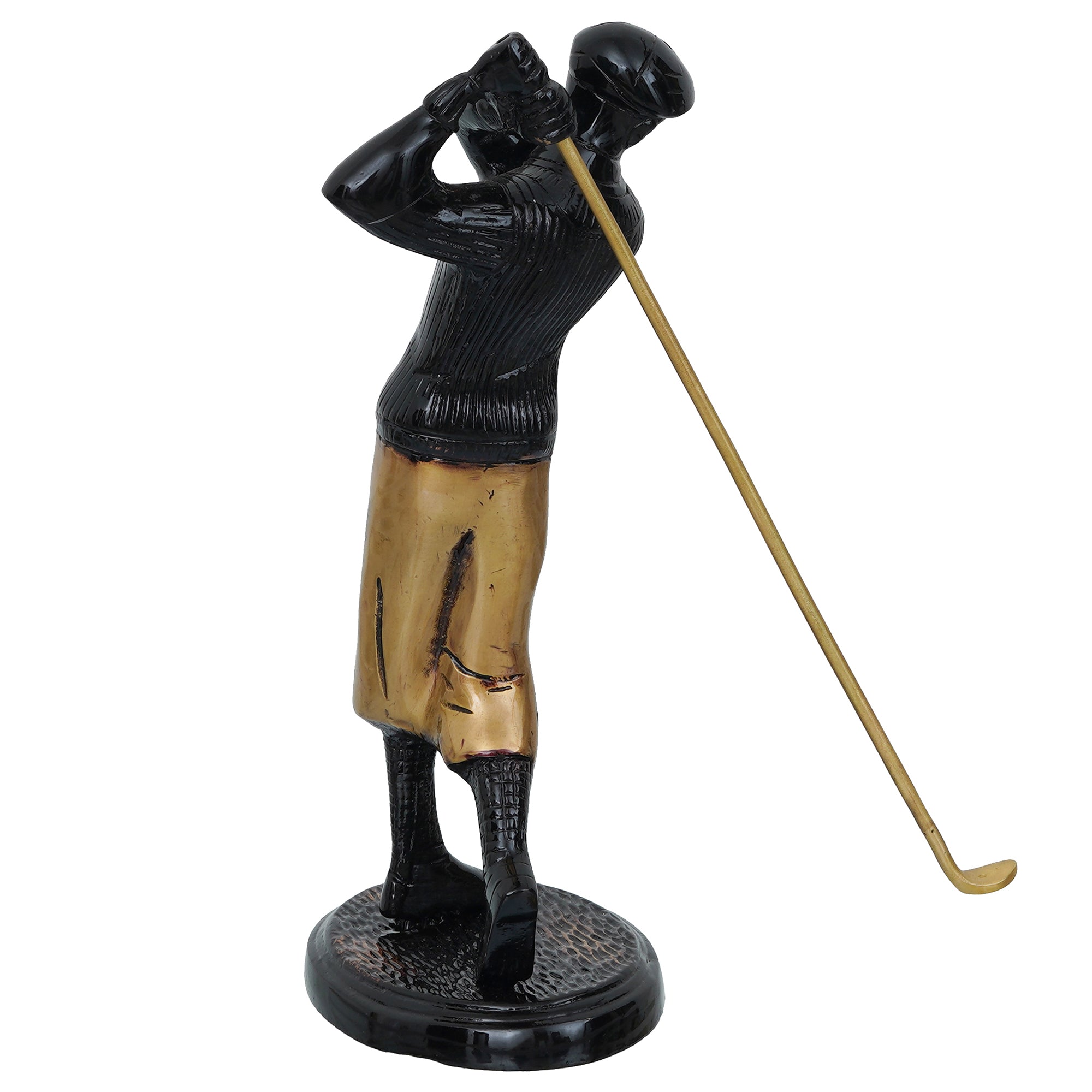 Brown & Golden Man Playing Golf Antique Finish Handcrafted Decorative Brass Showpiece 4