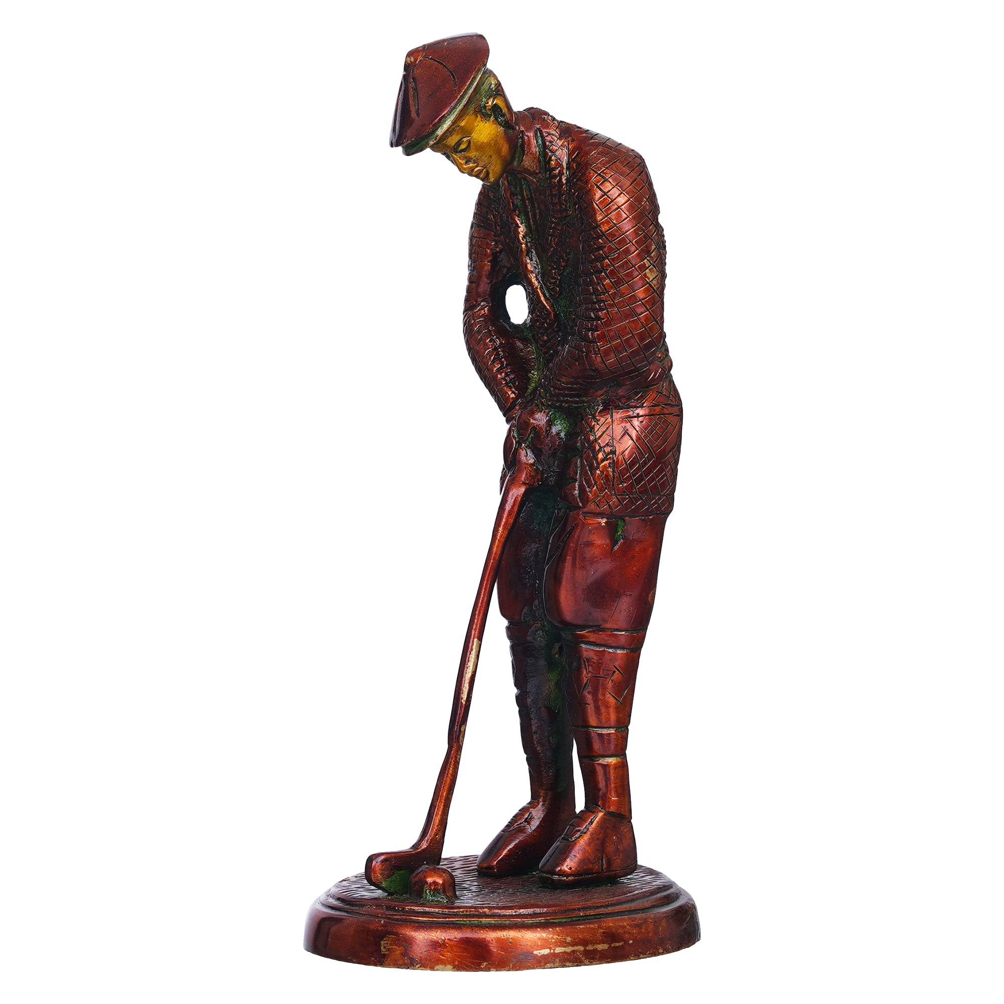 eCraftIndia Brown Brass Gentleman Golfer Taking Shot Human Figurine Showpiece 2