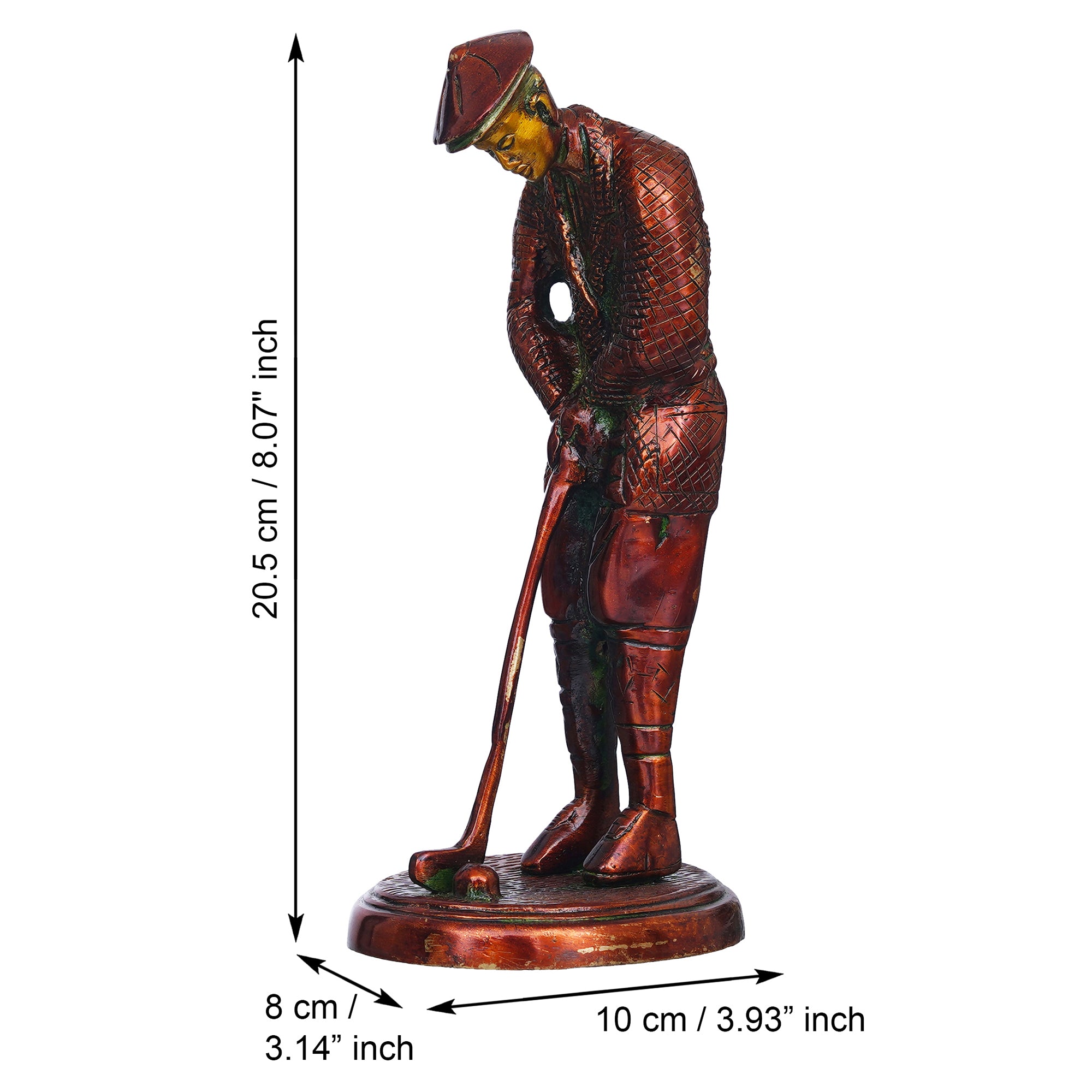 eCraftIndia Brown Brass Gentleman Golfer Taking Shot Human Figurine Showpiece 3