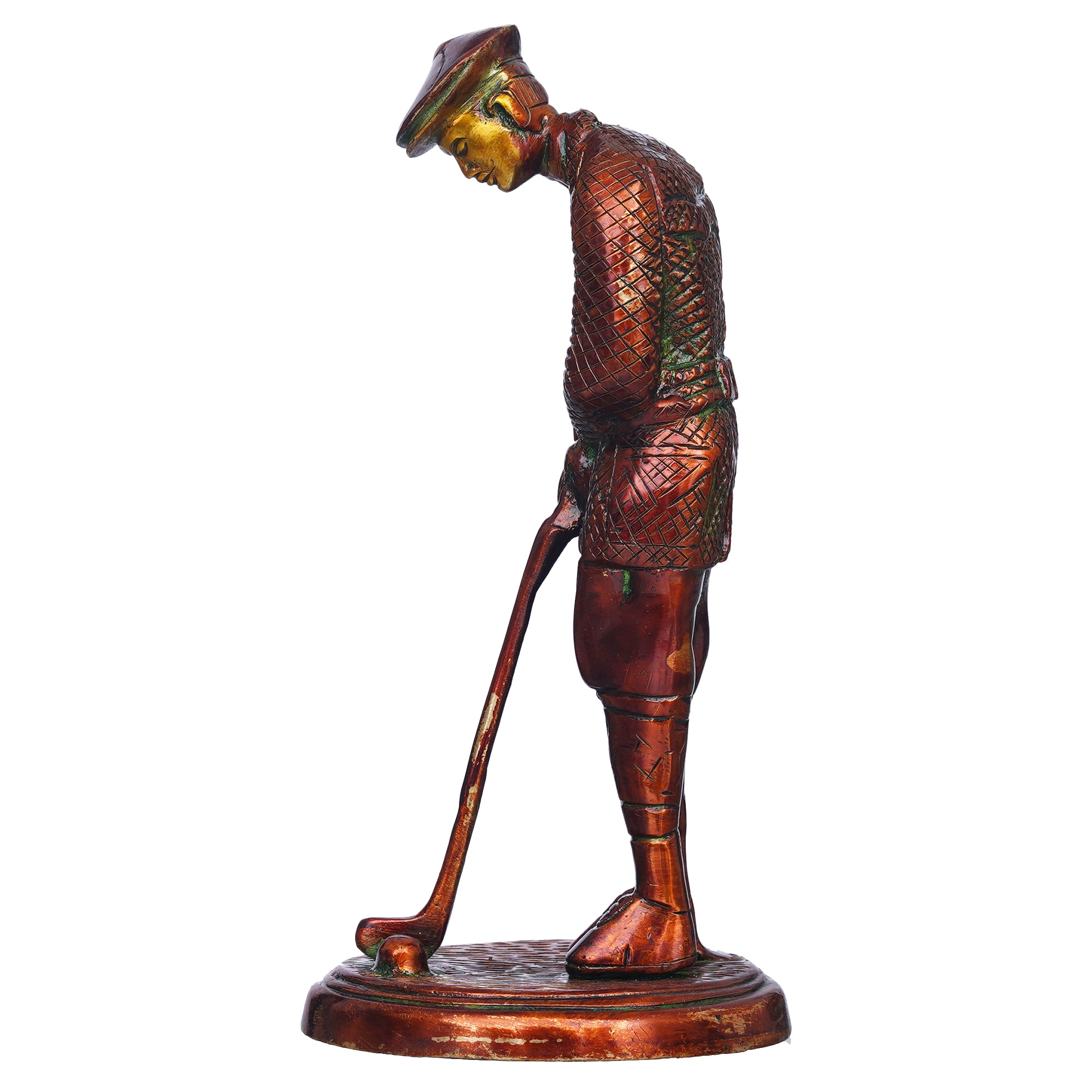 eCraftIndia Brown Brass Gentleman Golfer Taking Shot Human Figurine Showpiece 6