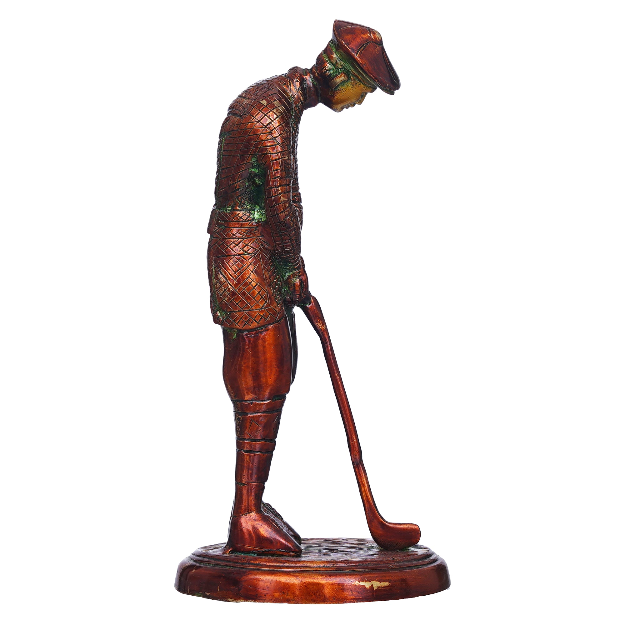 eCraftIndia Brown Brass Gentleman Golfer Taking Shot Human Figurine Showpiece 7