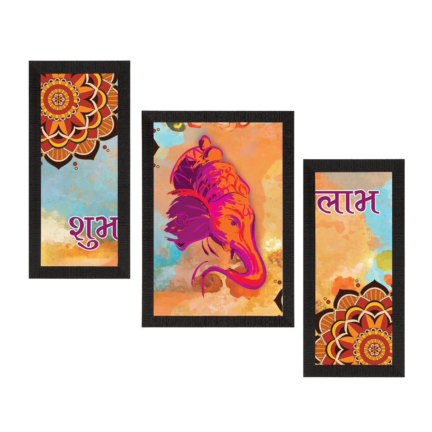 Set of 3 Lord Ganesha Satin Matt Texture UV Art Painting