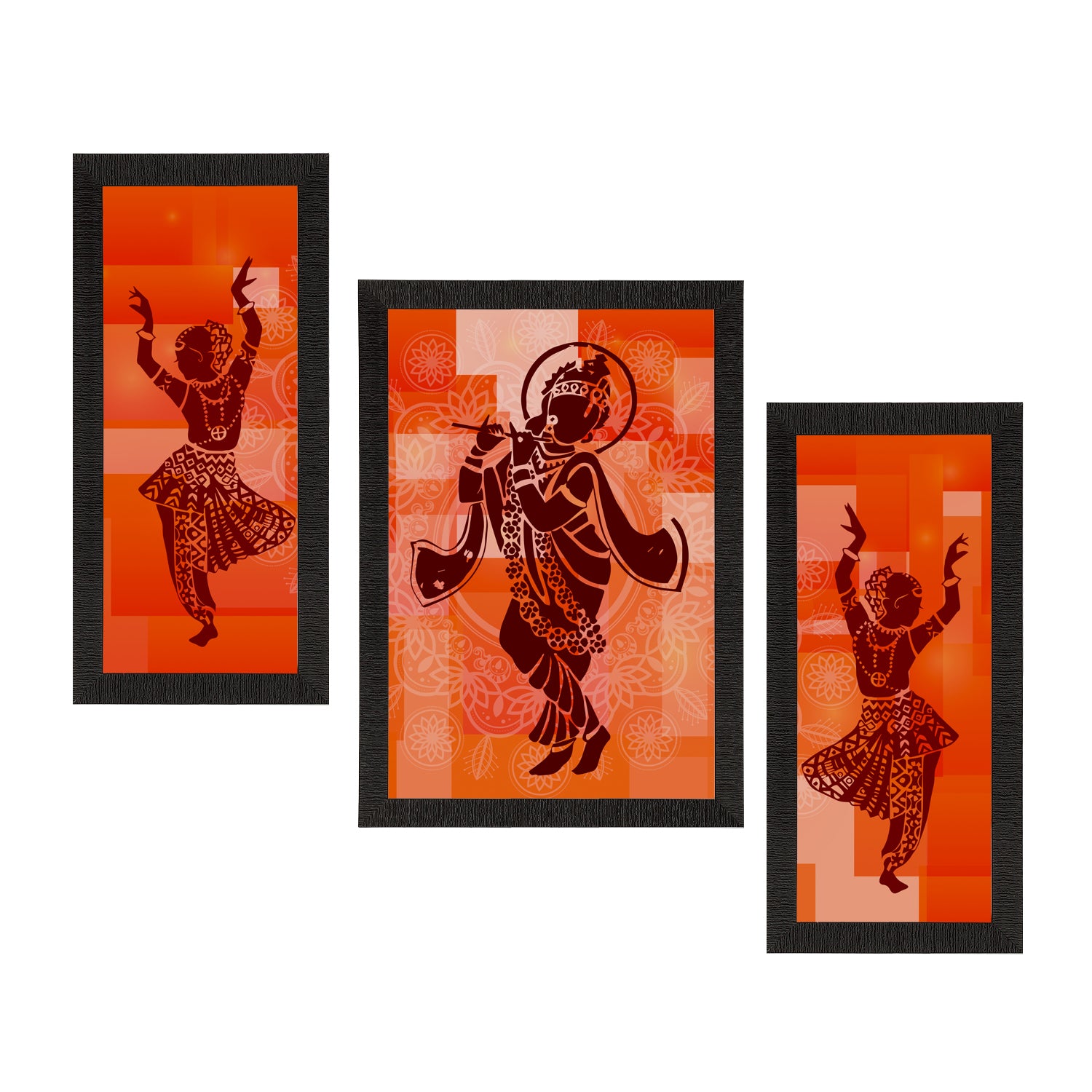 Set of 3 Lord Krishna Satin Matt Texture UV Art Painting