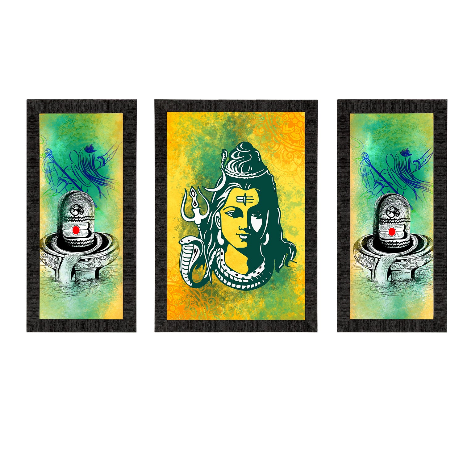 Set of 3 Lord Shiva Satin Matt Textured UV Art Painting