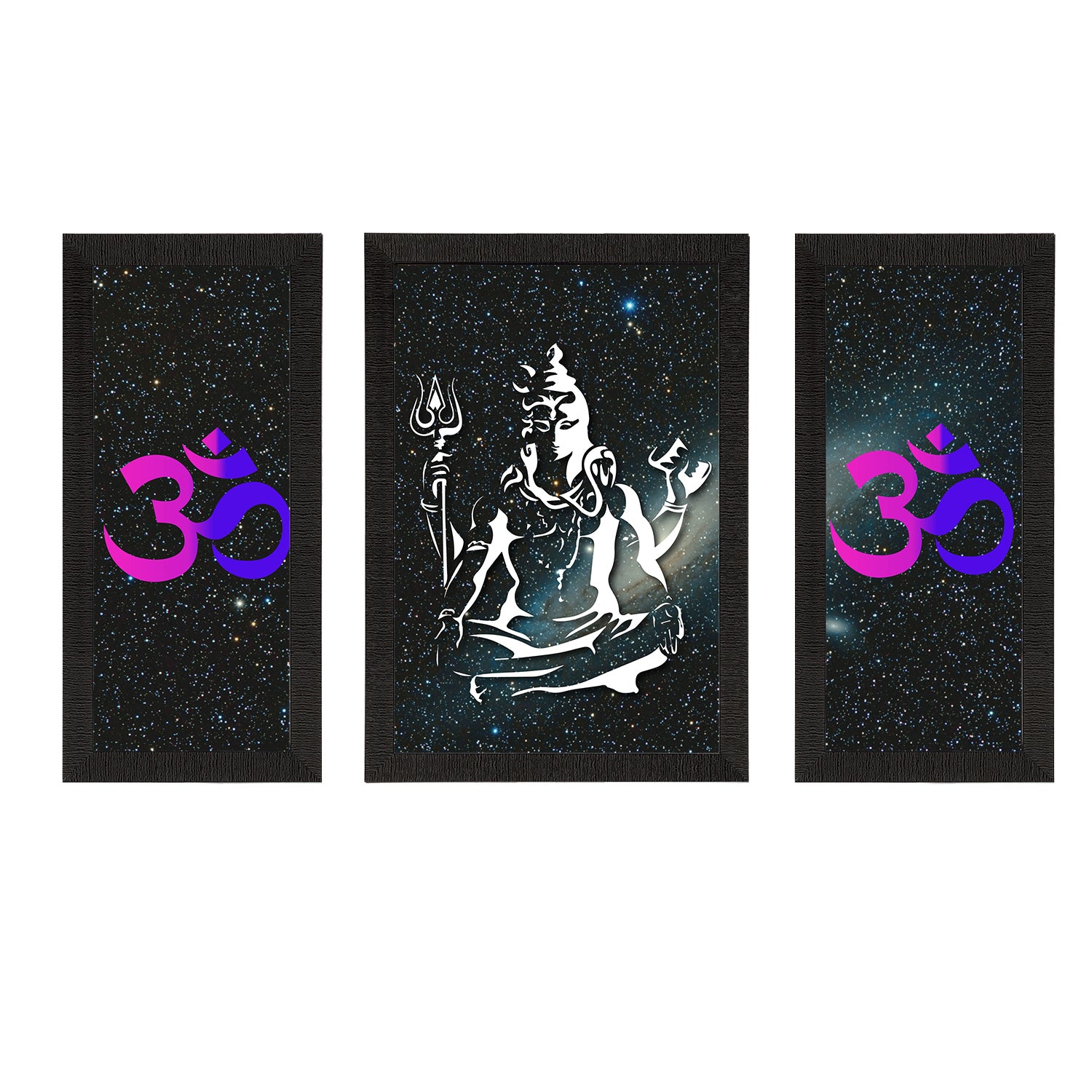 Set of 3 Lord Shiva Satin Matt Textured UV Art Painting