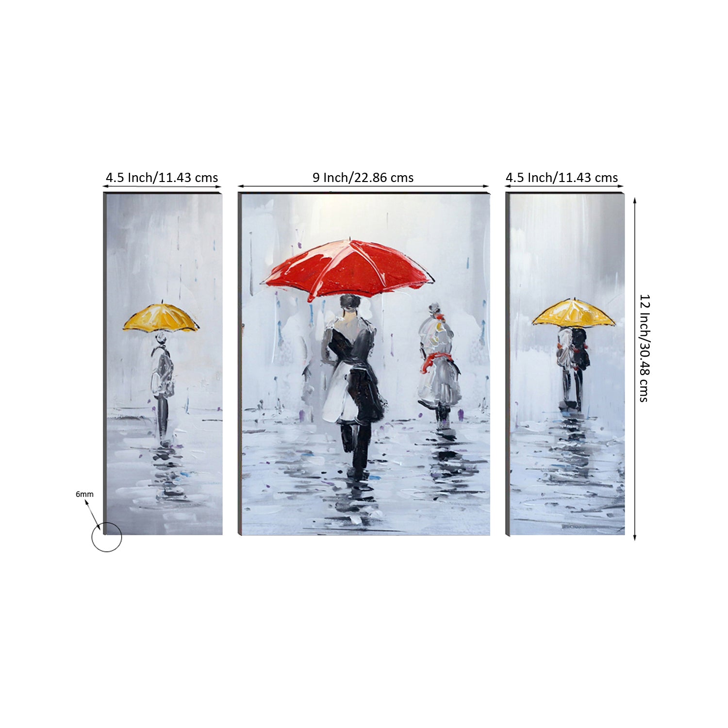 6MM MDF Set of 3 City Rain View Satin Matt Texture UV Art Painting 2