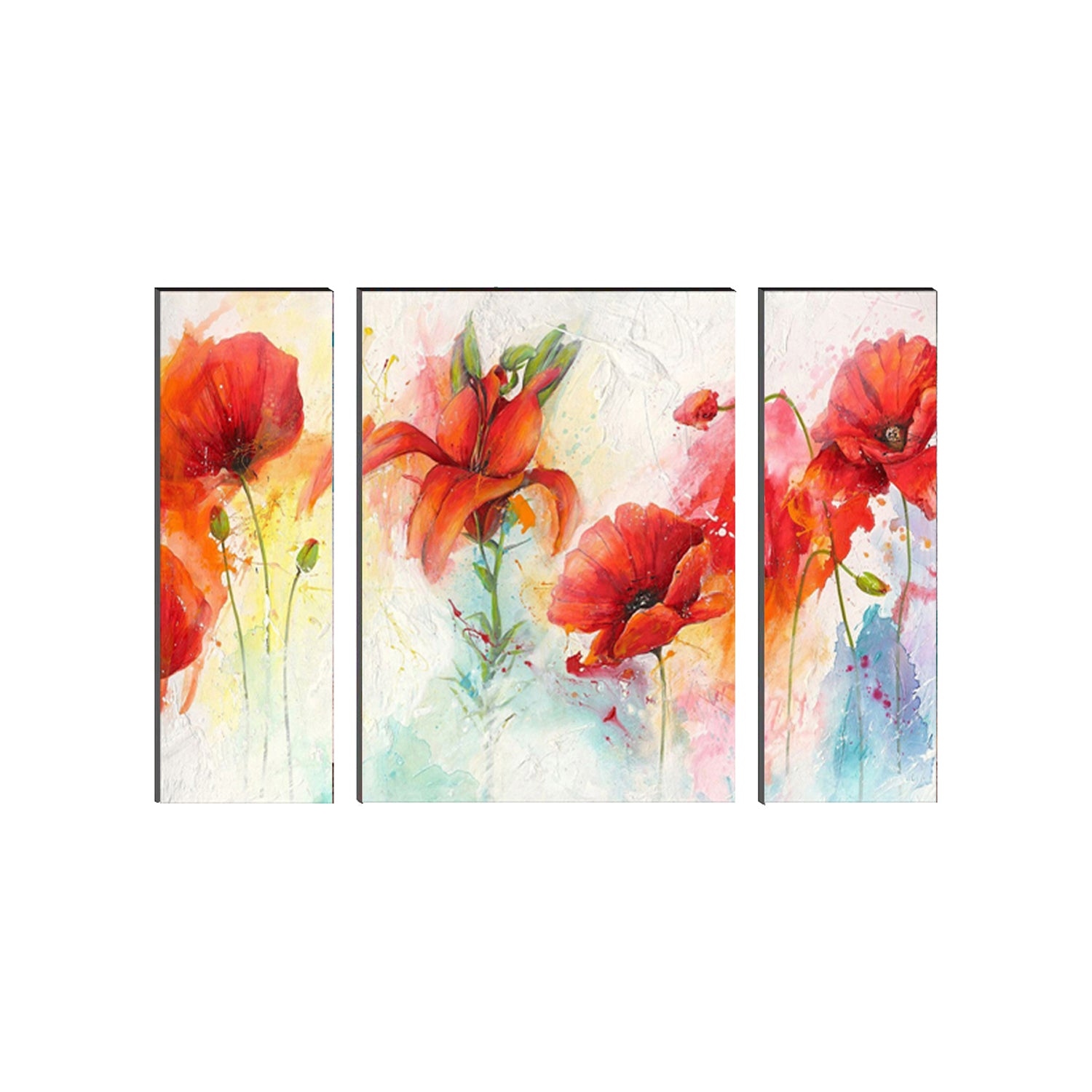 6MM MDF Set of 3 Botanical Floral Satin Matt Texture UV Art Painting