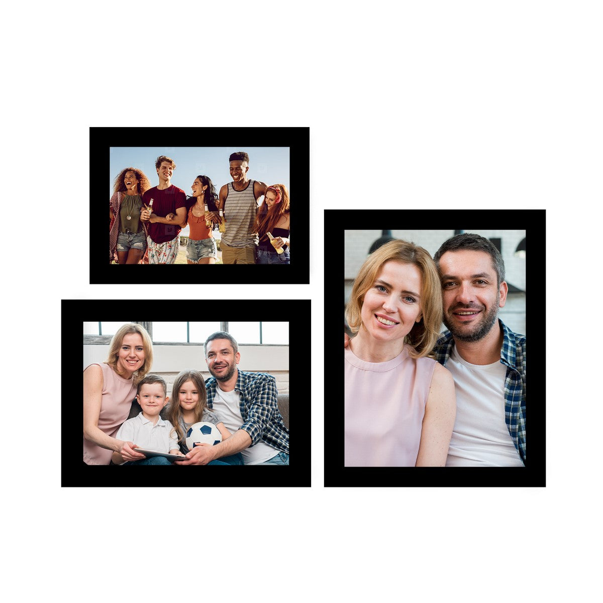 Memory Wall Collage Photo Frame - Set of 3 Photo Frames for 1 Photo of 5"x7", 1 Photo of 6"x8" and 1 Photo of 8"x10"