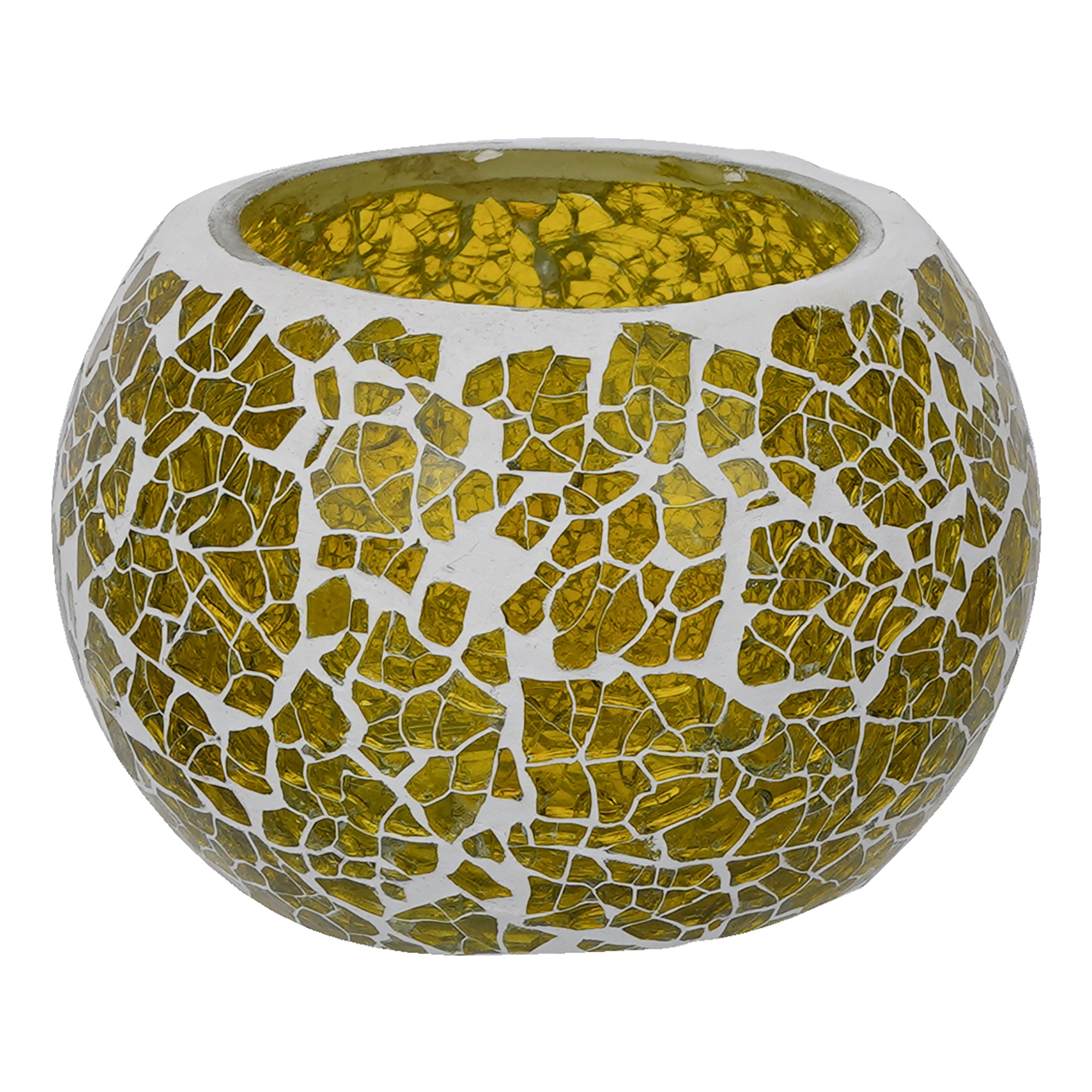 Yellow Mosiac Glass Decorative Tea Light Holder/diya